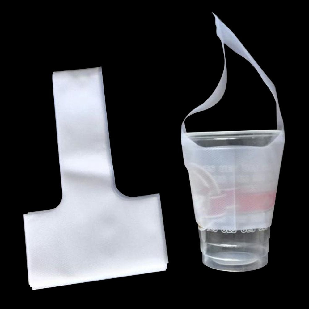 FERENLI 12.5x23cm 100 Pcs Clear Plastic Handle Drink Containers Bags T Type Delivery Hanging Carry Take Out Beverage Coffee Milk Juice Water Hole Liquid Single Cup Storage Bags