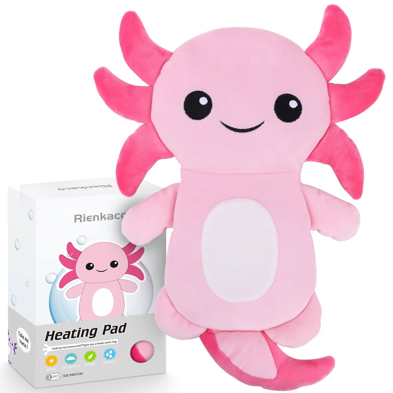 Microwavable Heating Pads for Cramps, Cute Microwave Heating Pad Period Cramps Pain Relief for Women & Girls, Stuffed Animals Moist Heat Pad for Menstrual-Washable Heat Pack (Purple Axolotl)