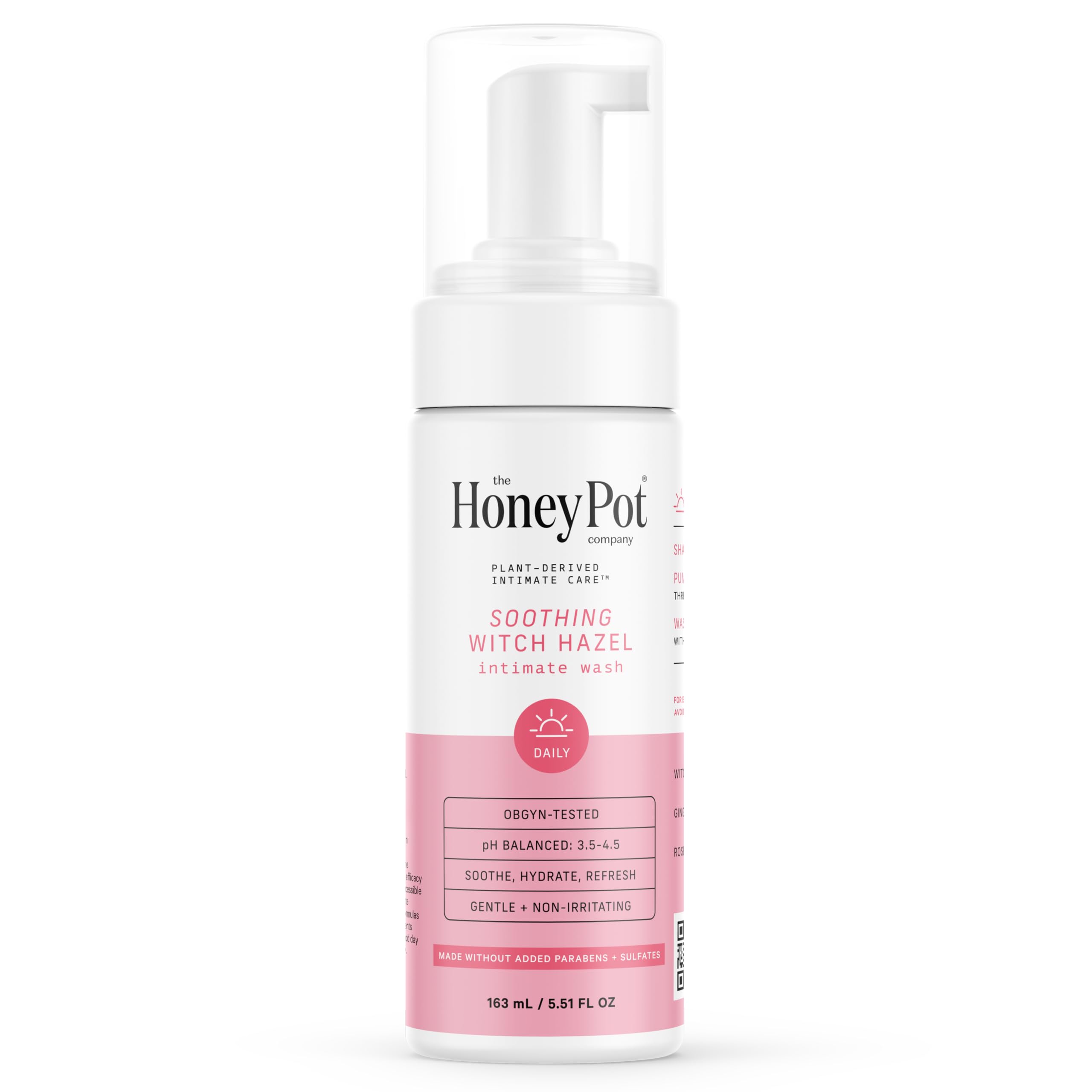 The Honey Pot Company - Feminine Wash - Herbal Infused - Sensitive Skin Types - PH Balanced Plant Based Hygiene Products - Sensitive w/Rosewater - 5.51 Fluid Oz.