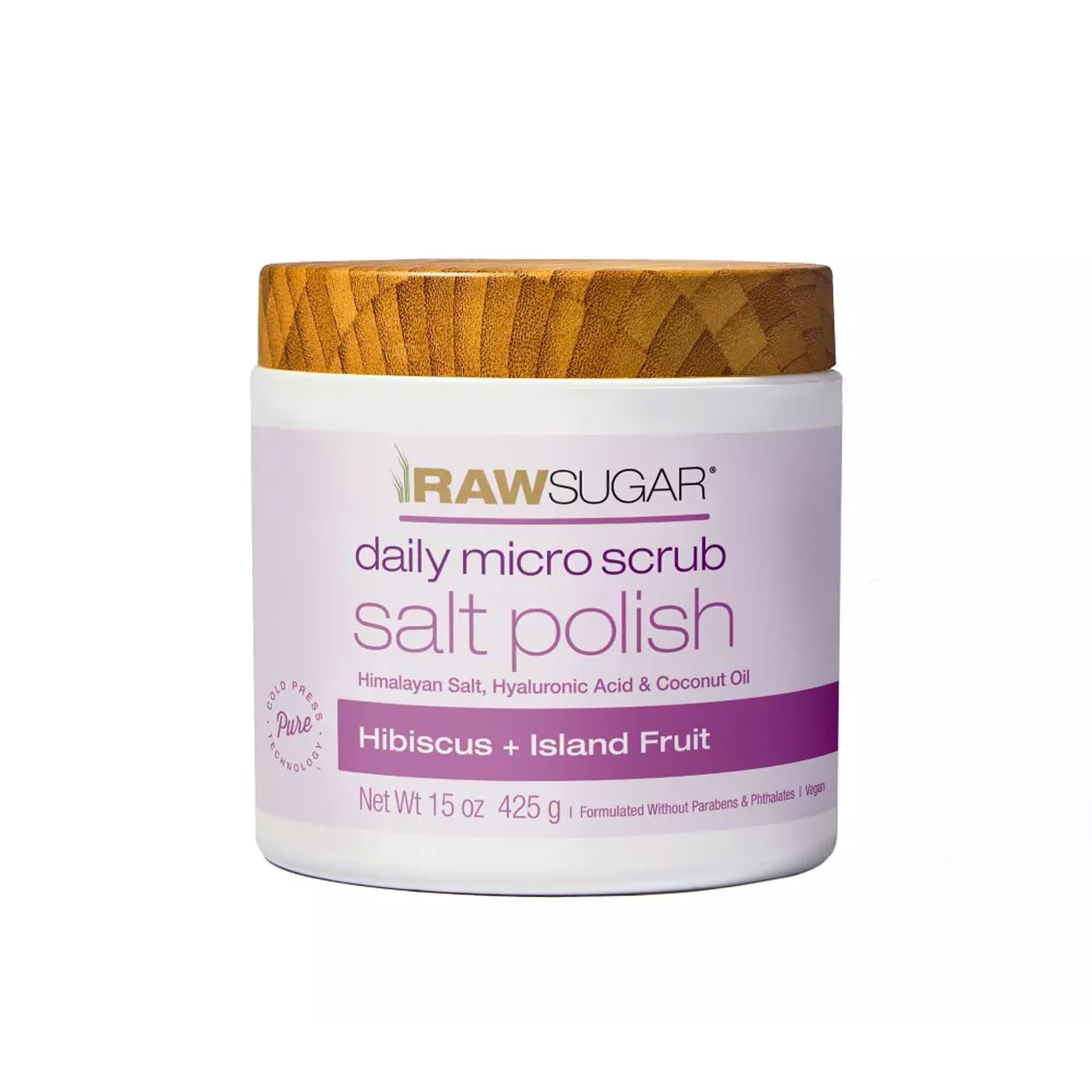 RawSugar Daily Micro Salt Scrub for Body, Exfoliates & Brightens, 15 oz
