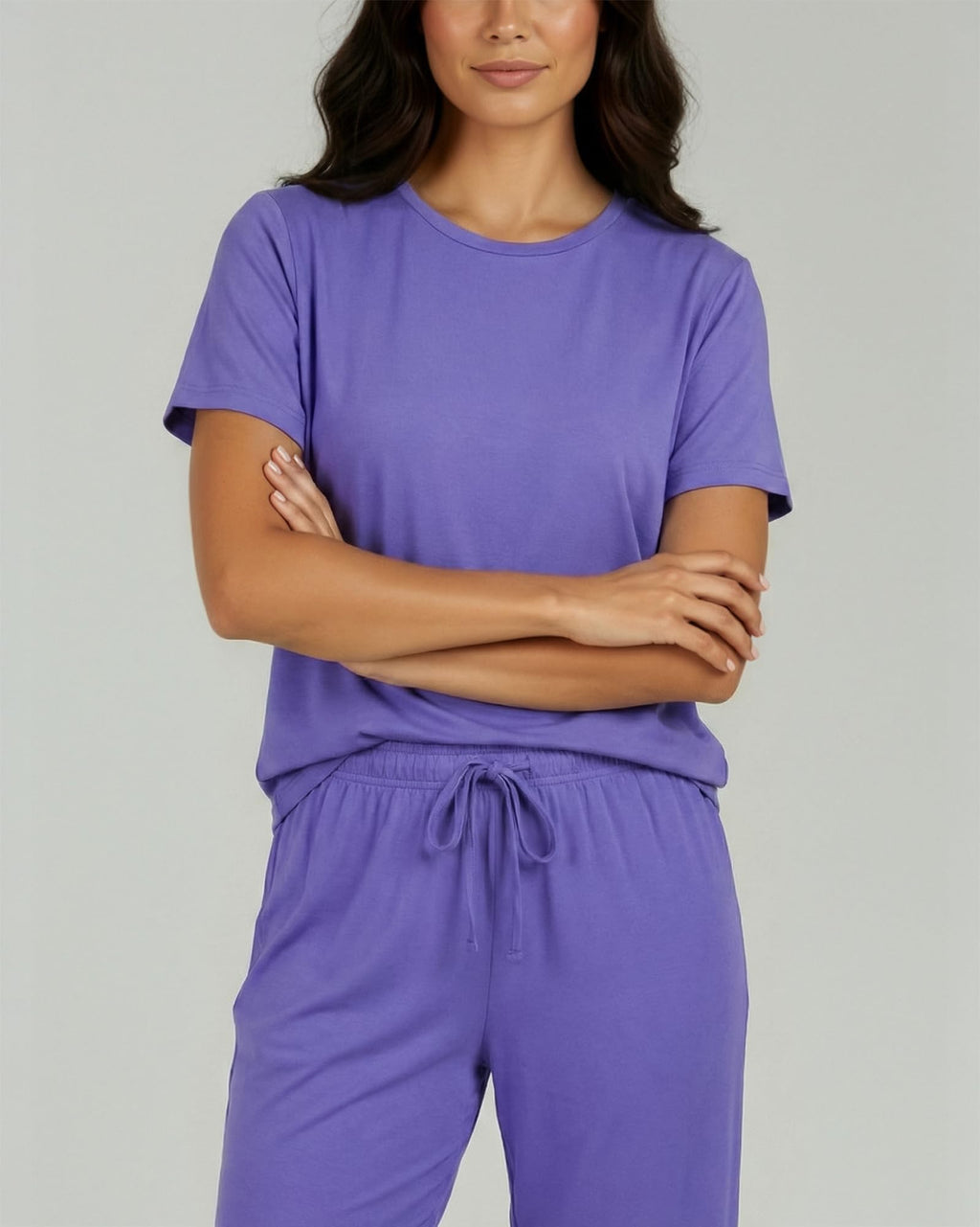 Real Essentials 2 Pack: Womens Pajamas Short Sleeve Sleepwear Tops and Capri Pants Pjs Print Pajama Sets (Available In Plus)