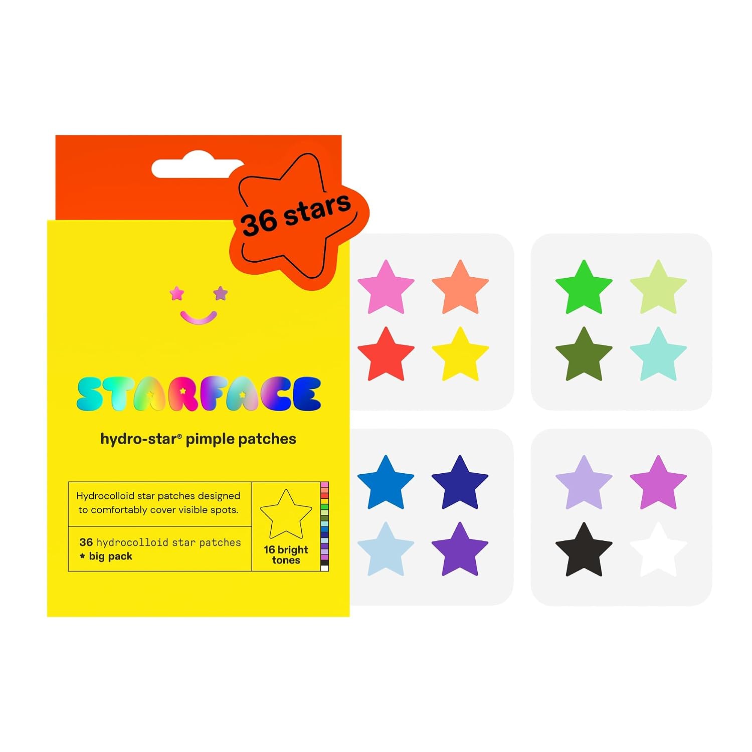 Starface Hydro-Star Holographic Pimple Patch Refills, Hydrocolloid, Dermatologist Tested, Covers and Protects Spots, Absorbs Pimple Gunk, Vegan, Cruelty-Free Skincare, Amazon Exclusive (36 Count)