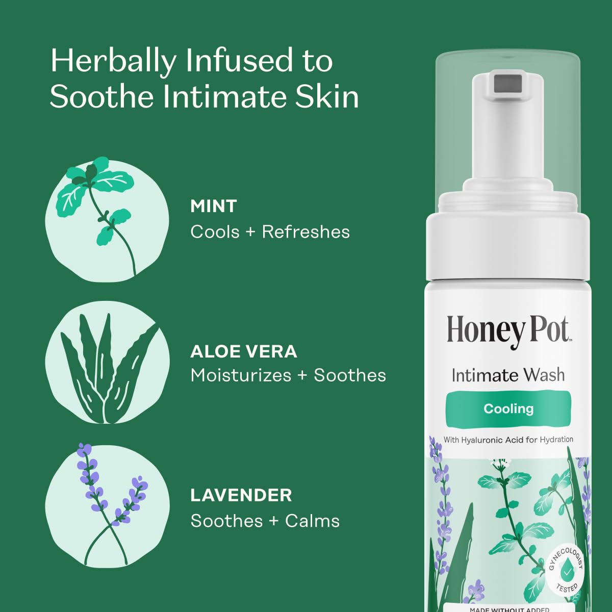 The Honey Pot Company - Feminine Wash - Herbal Infused - Sensitive Skin Types - PH Balanced Plant Based Hygiene Products - Sensitive w/Rosewater - 5.51 Fluid Oz.