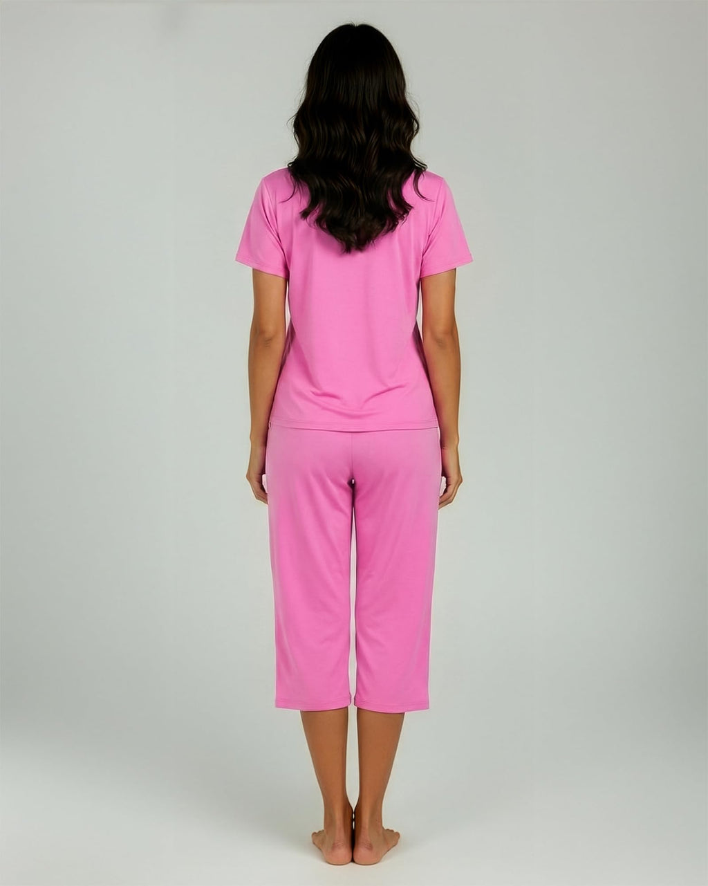 Real Essentials 2 Pack: Womens Pajamas Short Sleeve Sleepwear Tops and Capri Pants Pjs Print Pajama Sets (Available In Plus)
