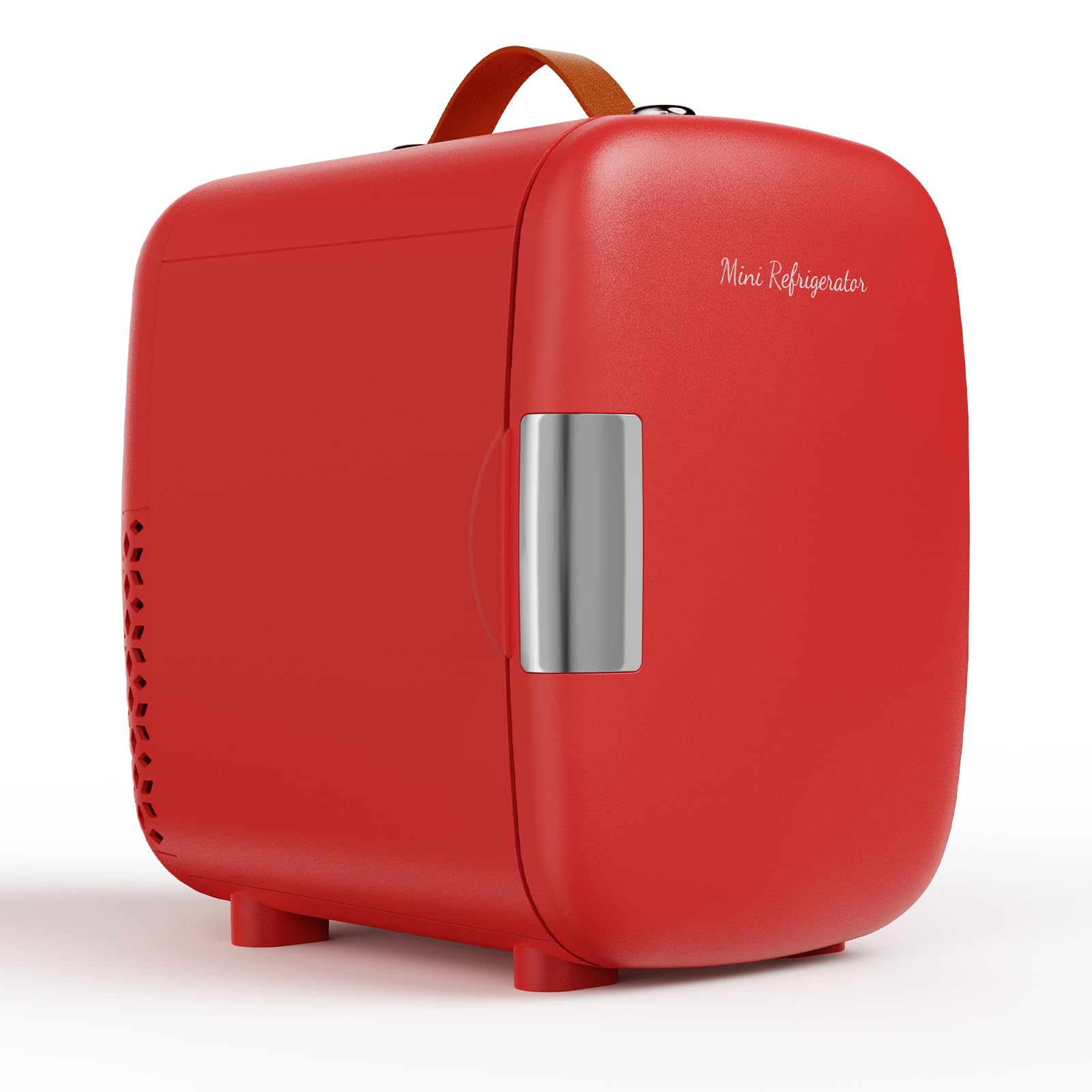 NEWBULIG Mini Fridge for Bedroom, Office & Car, Portable 4L/4.23QT Mini Refrigerator for Skincare with Handle, Ultra-Quiet Energy-Saving Compact Cooler for Drinks, Food, Skincare & Makeup, 12V AC/DC
