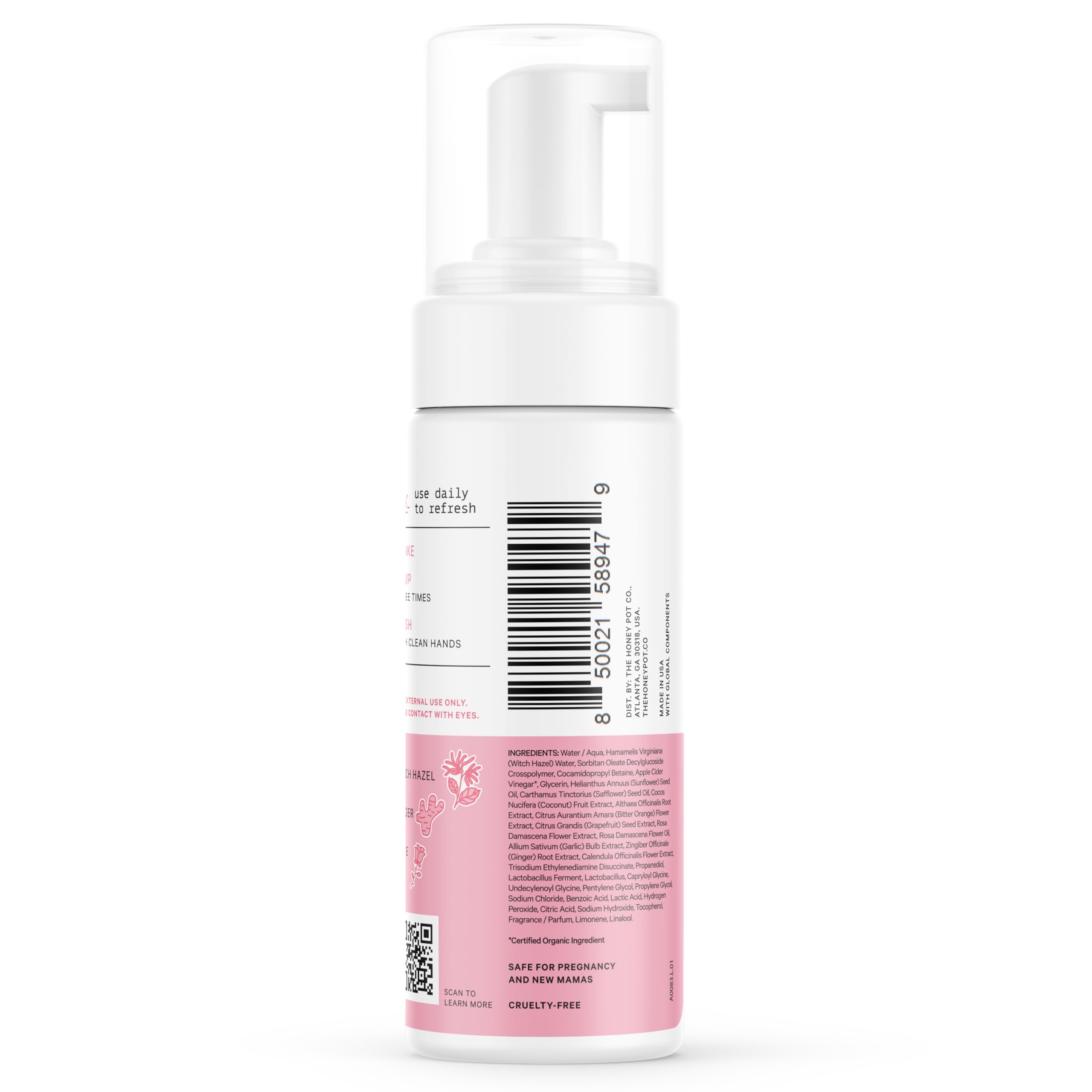 The Honey Pot Company - Feminine Wash - Herbal Infused - Sensitive Skin Types - PH Balanced Plant Based Hygiene Products - Sensitive w/Rosewater - 5.51 Fluid Oz.