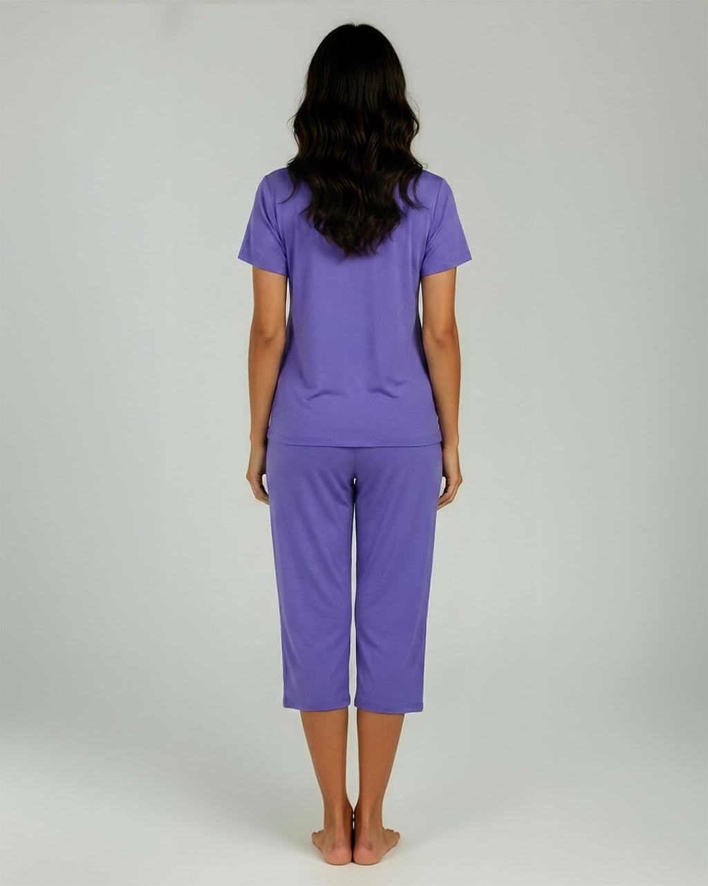 Real Essentials 2 Pack: Womens Pajamas Short Sleeve Sleepwear Tops and Capri Pants Pjs Print Pajama Sets (Available In Plus)