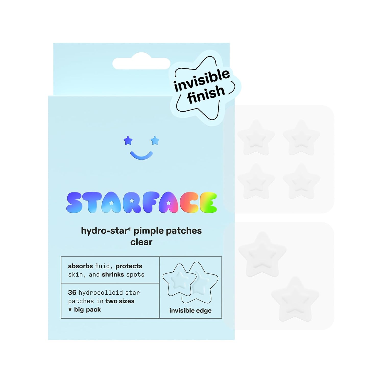 Starface Hydro-Star Holographic Pimple Patch Refills, Hydrocolloid, Dermatologist Tested, Covers and Protects Spots, Absorbs Pimple Gunk, Vegan, Cruelty-Free Skincare, Amazon Exclusive (36 Count)