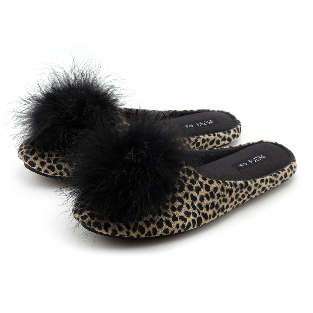 BCTEX COLL Women's Cozy Velvet Memory Foam House Slipper, Ladies Fuzzy Bedroom Slipper Non-slip Sole