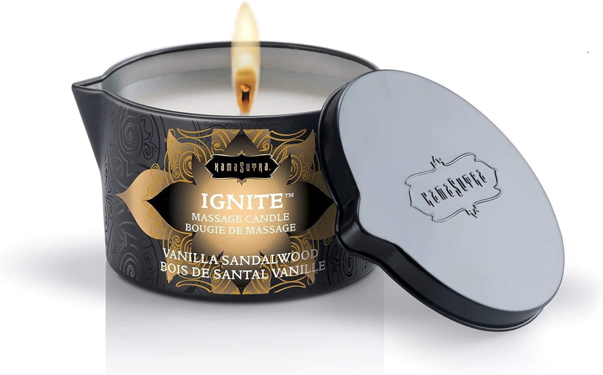 KAMA SUTRA Ignite Massage Candle - Coconut Oil and Soy Based - Island Passion Berry, 6 oz Candle Melts into a Warm Massage Oil, Couples Massage, Pour Spout Massage Candle