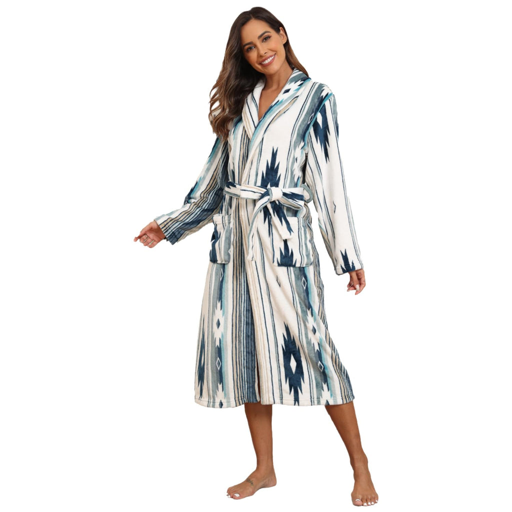 RONGTAI Womens Bathrobe Ladies Fleece Plush Warm Long Robes Fleece Nightgown Sleepwear