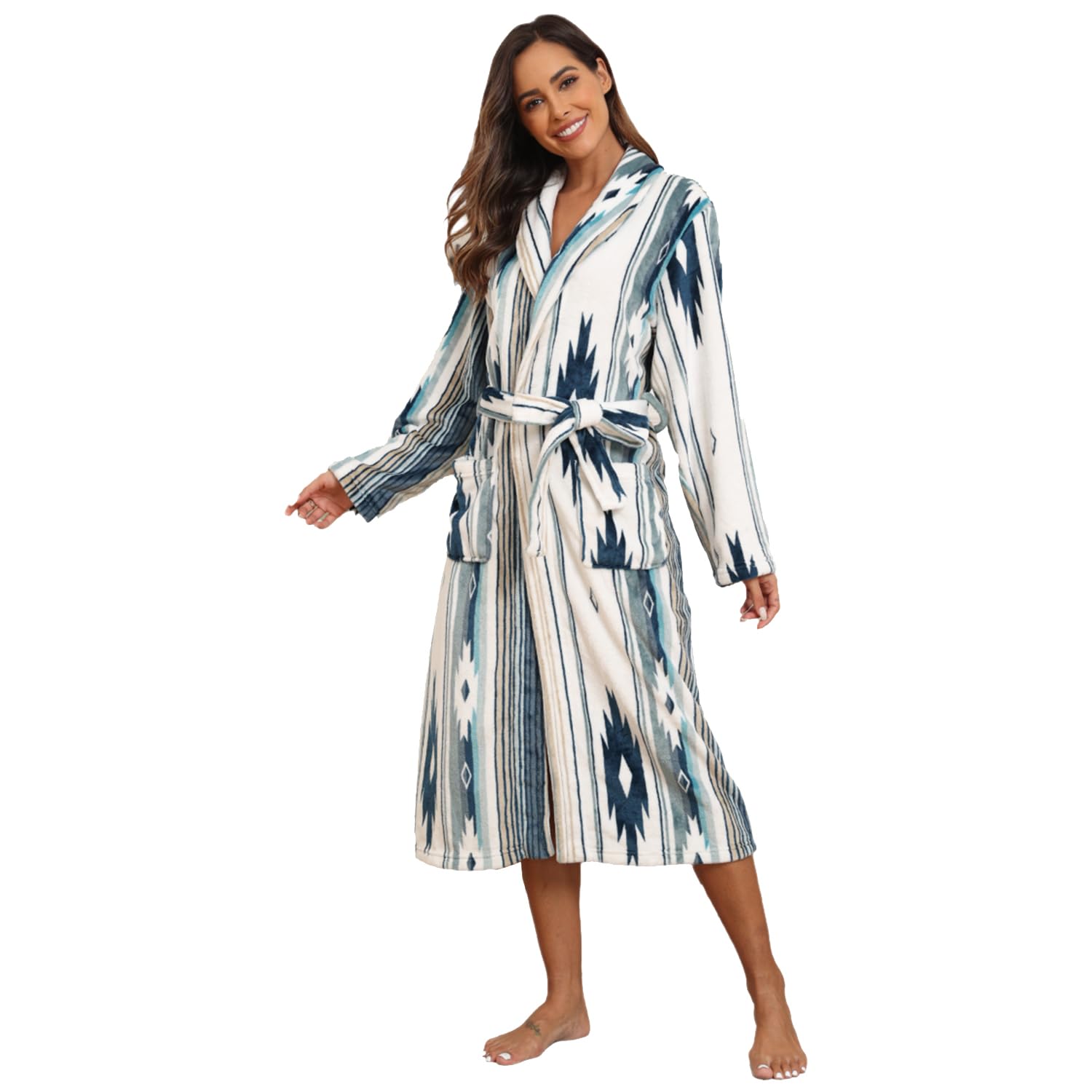 RONGTAI Womens Bathrobe Ladies Fleece Plush Warm Long Robes Fleece Nightgown Sleepwear