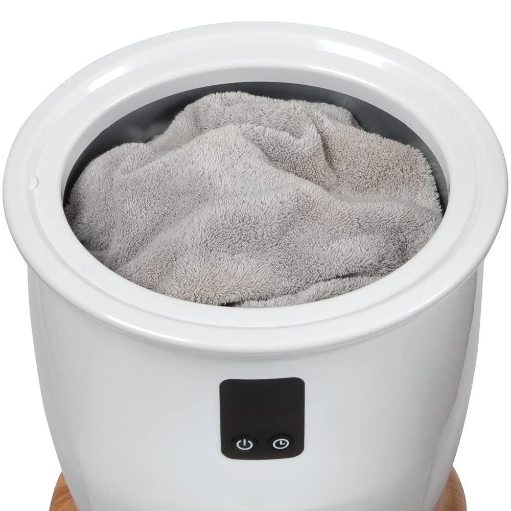ForPro Professional Collection Luxury Towel Warmer, Extra Large Bucket-Style Hot Towel Warmer with Auto Shut Off, 4 Timer Settings for Home and Bathroom, White