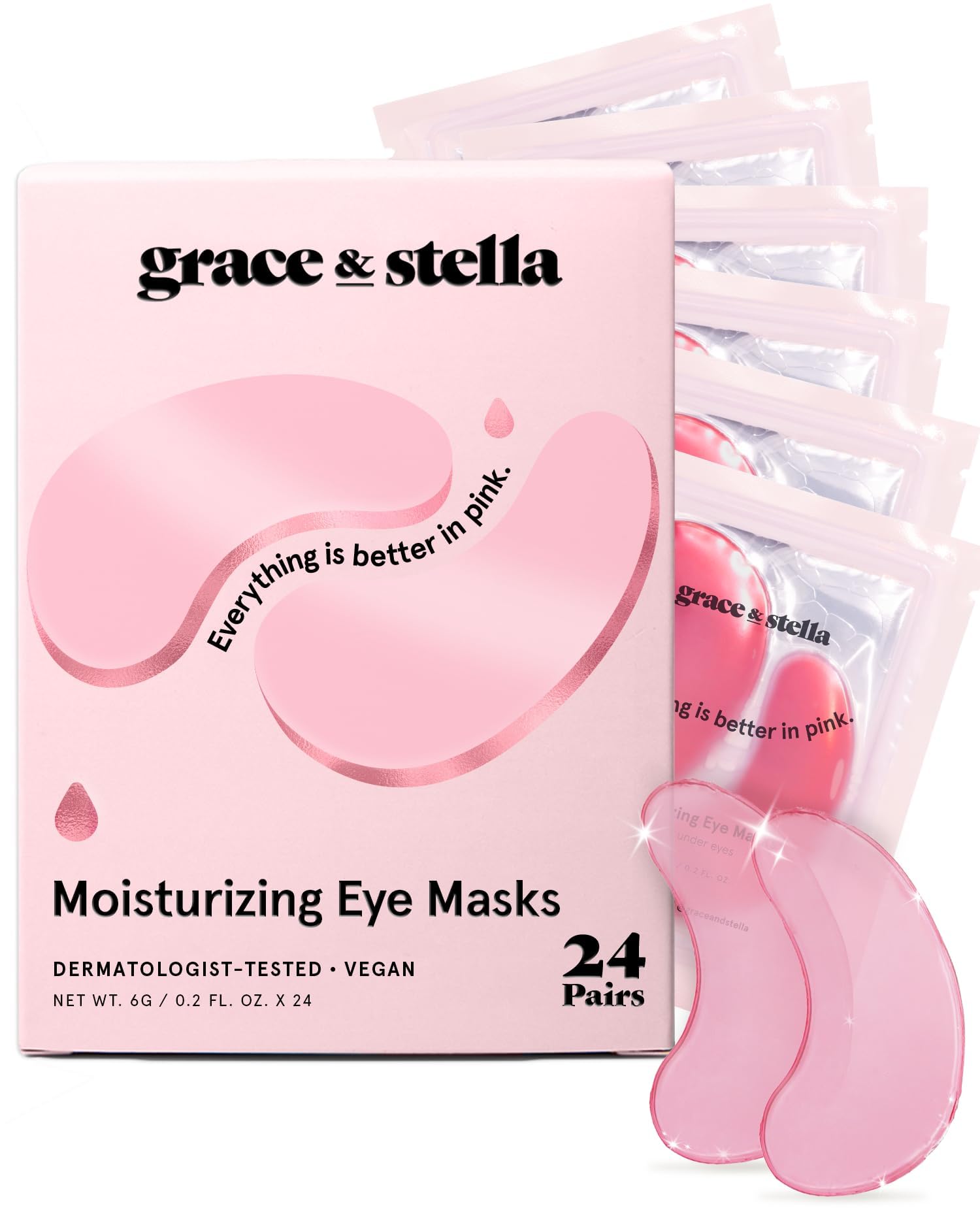 grace & stella Award Winning Under Eye Mask Reduce Dark Circles, Puffy Eyes, Undereye Bags, Wrinkles, Gel Under Eye Patches, New Mom Gifts - Vegan Self Care (48 Pairs, Blue)