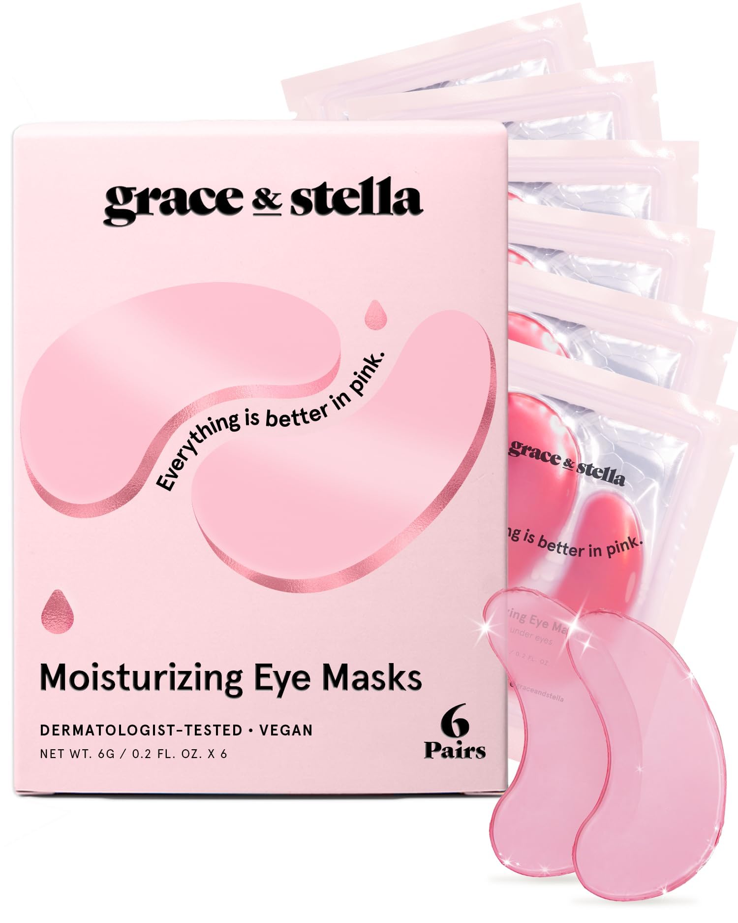 grace & stella Award Winning Under Eye Mask Reduce Dark Circles, Puffy Eyes, Undereye Bags, Wrinkles, Gel Under Eye Patches, New Mom Gifts - Vegan Self Care (48 Pairs, Blue)