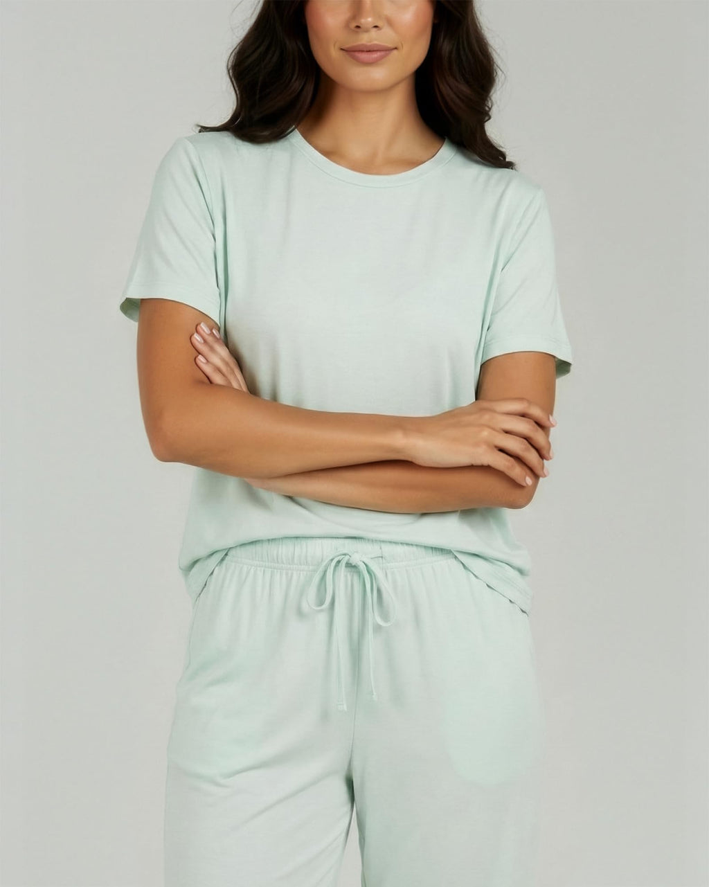 Real Essentials 2 Pack: Womens Pajamas Short Sleeve Sleepwear Tops and Capri Pants Pjs Print Pajama Sets (Available In Plus)