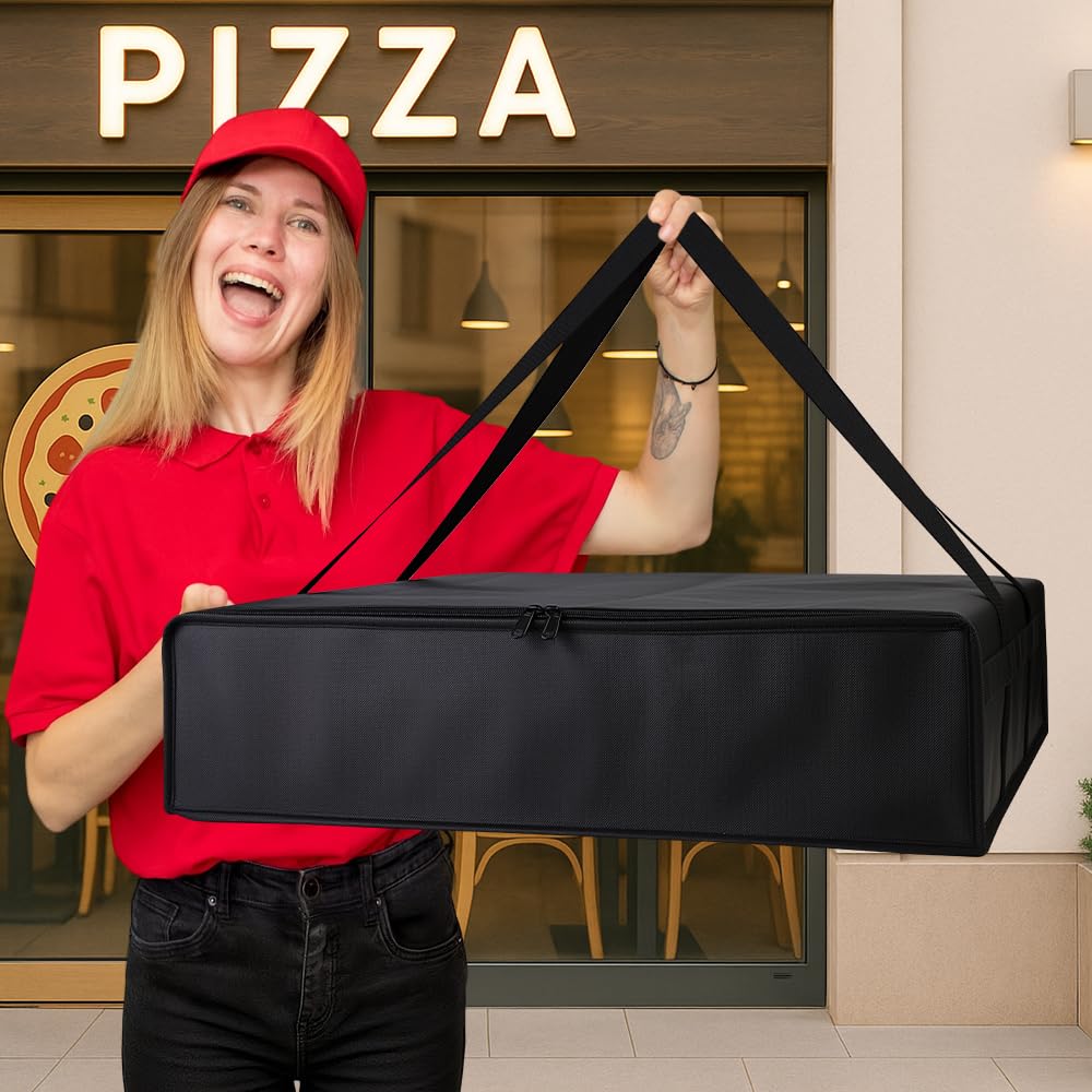 Bodaon Insulated Pizza Delivery Bag, 20" x 20" x 6" Pizza Warmer Bags for Carry Hot, Food Warmers for Parties, Pizza Thermal Insulation, Pizza Carrier for Catering, Red, 1-Pack