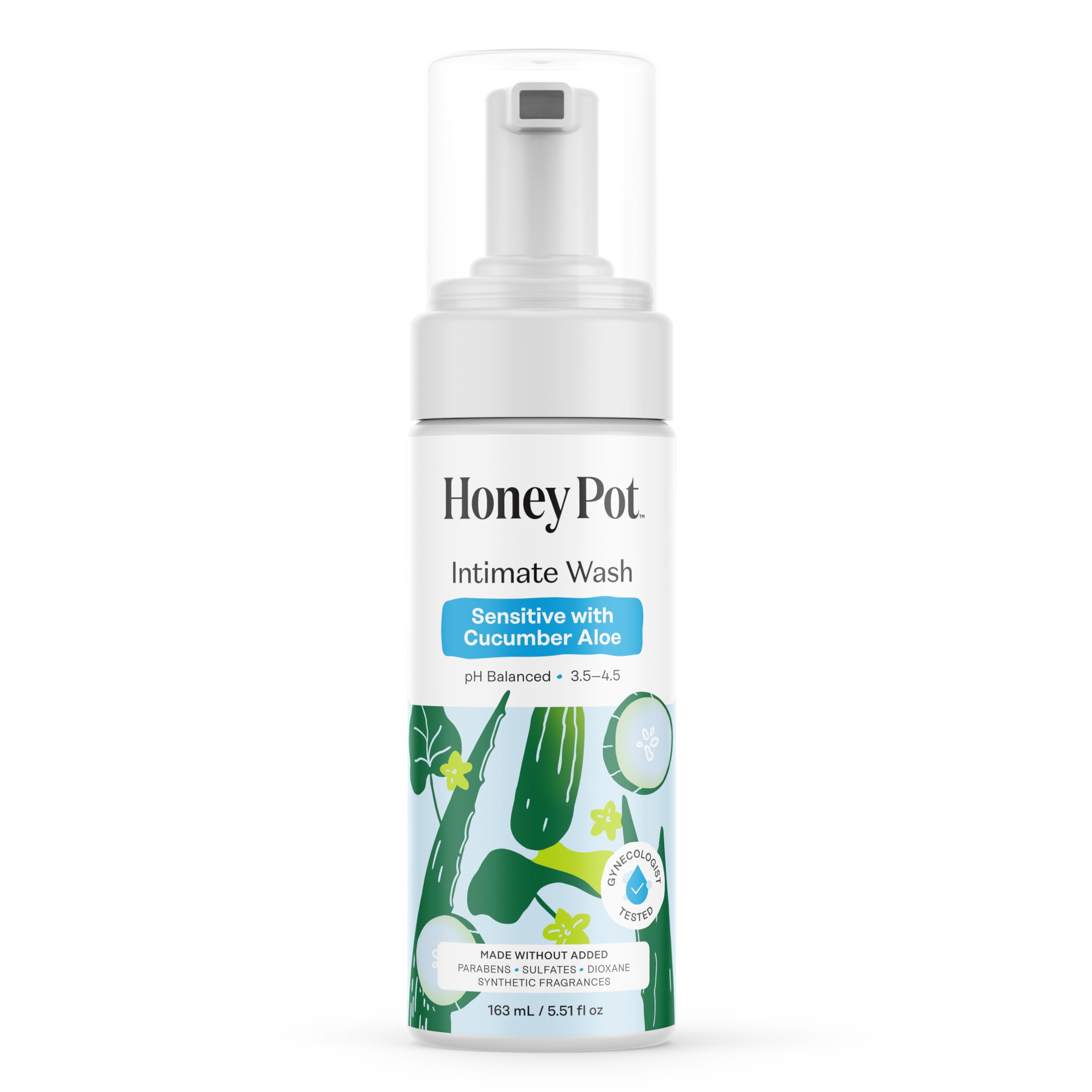 The Honey Pot Company - Feminine Wash - Herbal Infused - Sensitive Skin Types - PH Balanced Plant Based Hygiene Products - Sensitive w/Rosewater - 5.51 Fluid Oz.