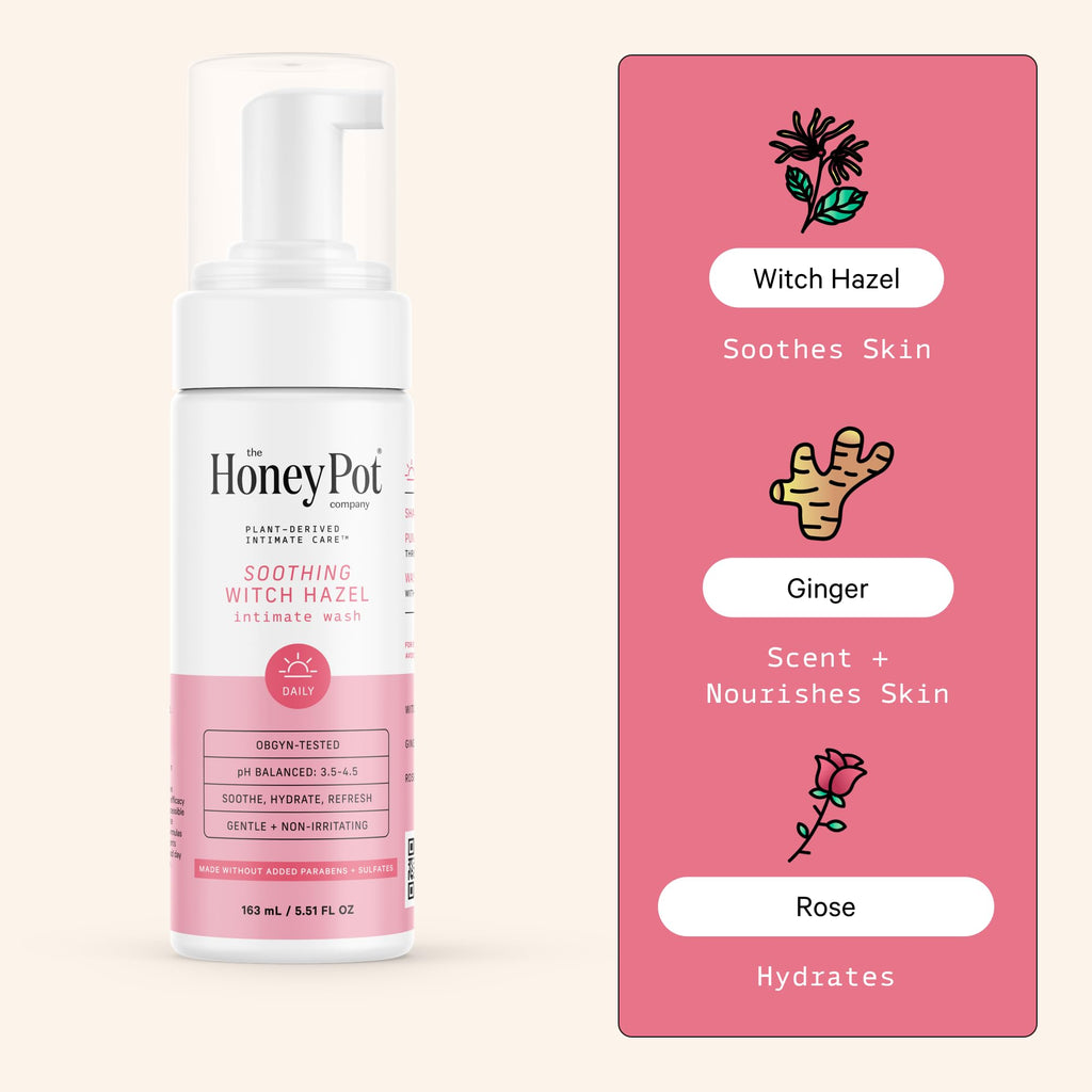 The Honey Pot Company - Feminine Wash - Herbal Infused - Sensitive Skin Types - PH Balanced Plant Based Hygiene Products - Sensitive w/Rosewater - 5.51 Fluid Oz.