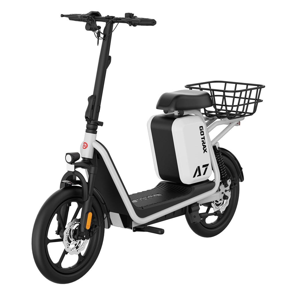 Gotrax Adult Electric Scooter with Seat, Max 19-25miles Range, 15.5-20mph Power by 350W-500W Motor, All-Terrain Tire & Wider Deck & Soft Cushioning Seat with Carry Basket
