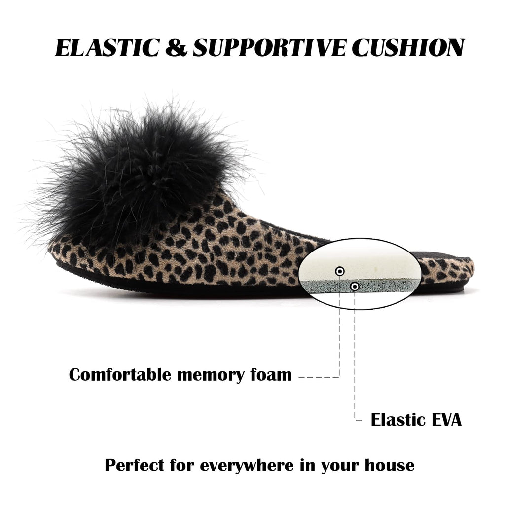 BCTEX COLL Women's Cozy Velvet Memory Foam House Slipper, Ladies Fuzzy Bedroom Slipper Non-slip Sole