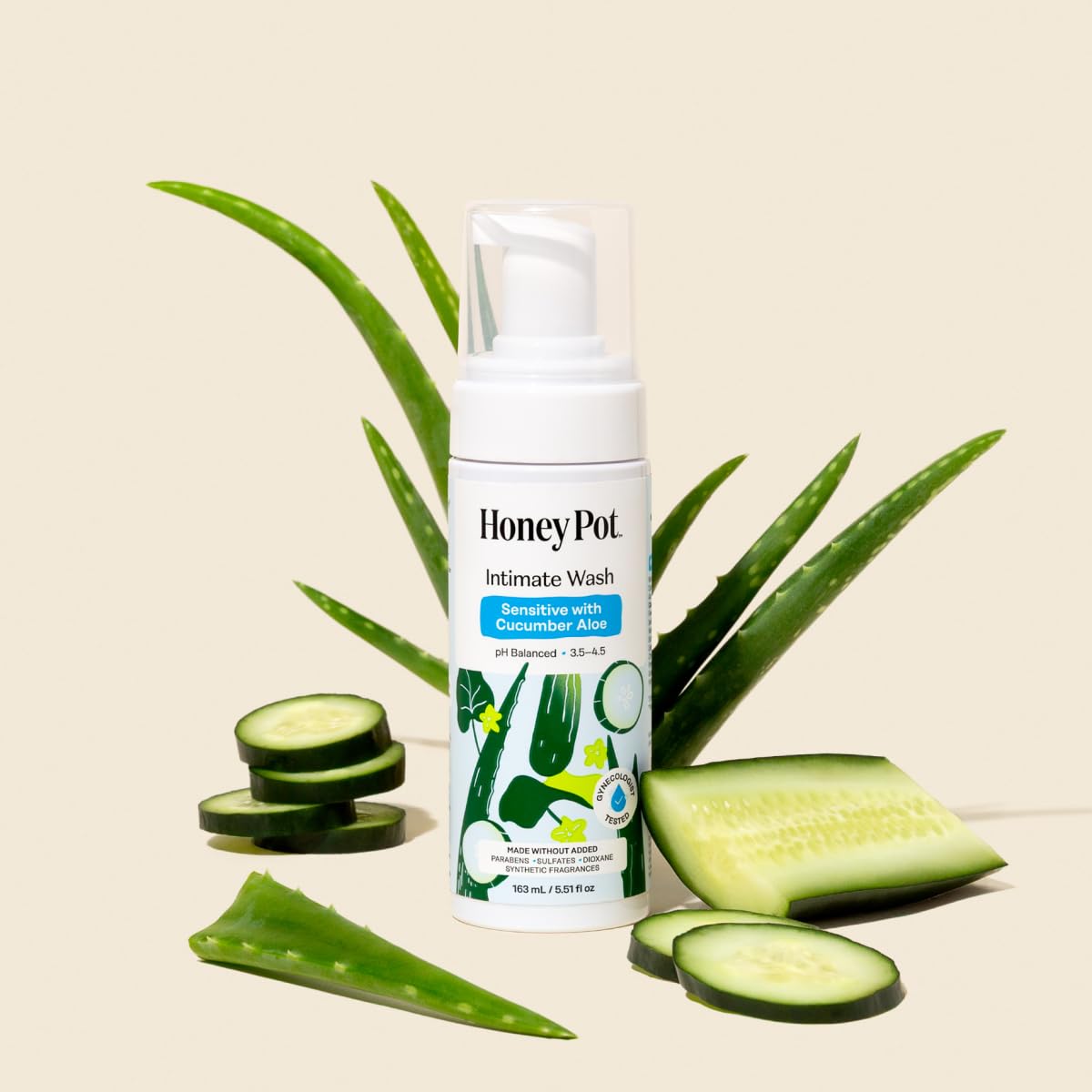 The Honey Pot Company - Feminine Wash - Herbal Infused - Sensitive Skin Types - PH Balanced Plant Based Hygiene Products - Sensitive w/Rosewater - 5.51 Fluid Oz.