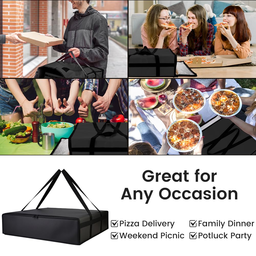 Bodaon Insulated Pizza Delivery Bag, 20" x 20" x 6" Pizza Warmer Bags for Carry Hot, Food Warmers for Parties, Pizza Thermal Insulation, Pizza Carrier for Catering, Red, 1-Pack