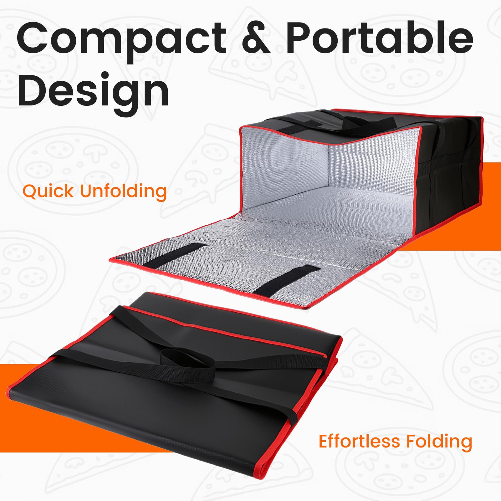Bodaon Insulated Pizza Delivery Bag, 20" x 20" x 6" Pizza Warmer Bags for Carry Hot, Food Warmers for Parties, Pizza Thermal Insulation, Pizza Carrier for Catering, Red, 1-Pack