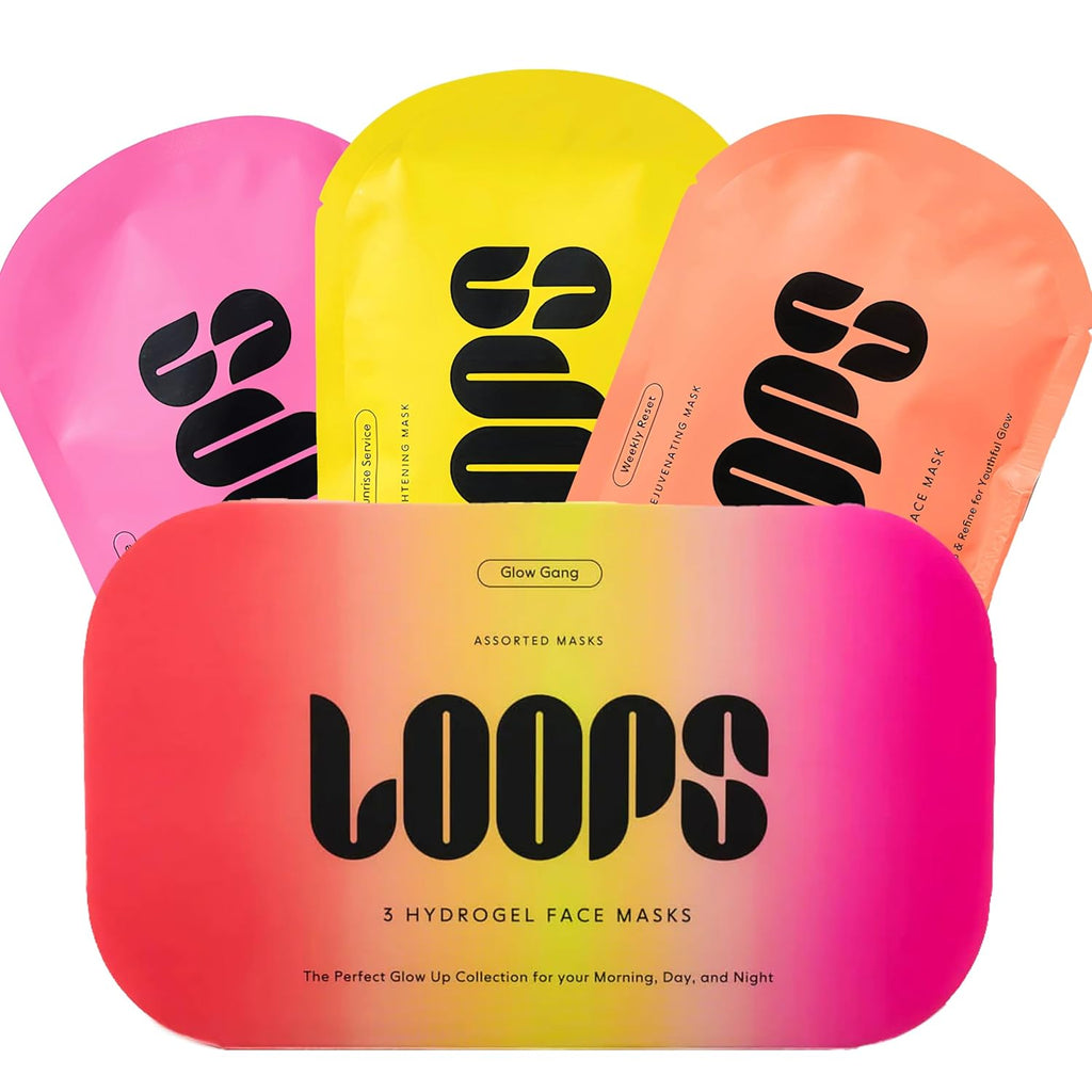 LOOPS Glow Gang Korean Face Mask Set – Weekly Reset for Rejuvenation, Double Take for Energized Skin, Sunrise Service for – Hydrating and Pore Refining – Safe for Sensitive Skin - 3pc