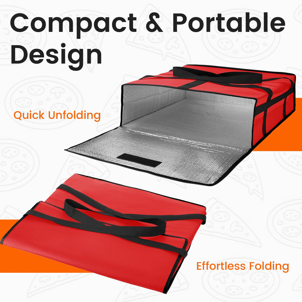 Bodaon Insulated Pizza Delivery Bag, 20" x 20" x 6" Pizza Warmer Bags for Carry Hot, Food Warmers for Parties, Pizza Thermal Insulation, Pizza Carrier for Catering, Red, 1-Pack