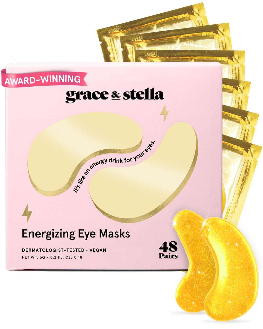 grace & stella Award Winning Under Eye Mask Reduce Dark Circles, Puffy Eyes, Undereye Bags, Wrinkles, Gel Under Eye Patches, New Mom Gifts - Vegan Self Care (48 Pairs, Blue)