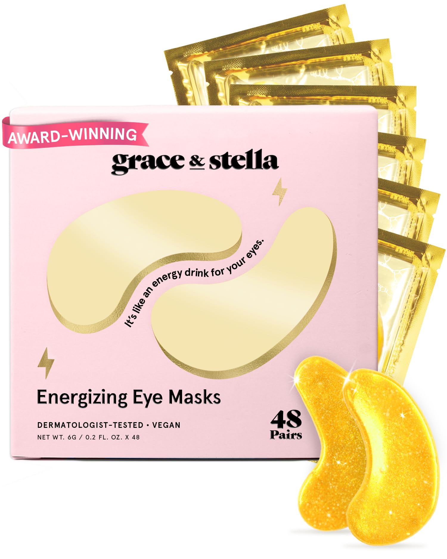 grace & stella Award Winning Under Eye Mask Reduce Dark Circles, Puffy Eyes, Undereye Bags, Wrinkles, Gel Under Eye Patches, New Mom Gifts - Vegan Self Care (48 Pairs, Blue)