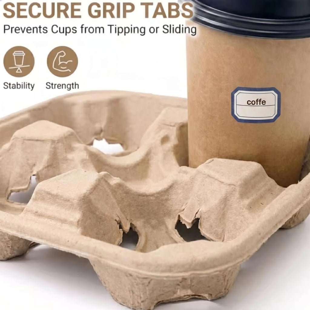 2 Cup Disposable Coffee Trays,Pulp Fiber Cup Holder Commercial Compostable Beverage Carriers, Spill Drink Cup Holder for Hot and Cold Beverages，Restaurants and Take Away（40pice）