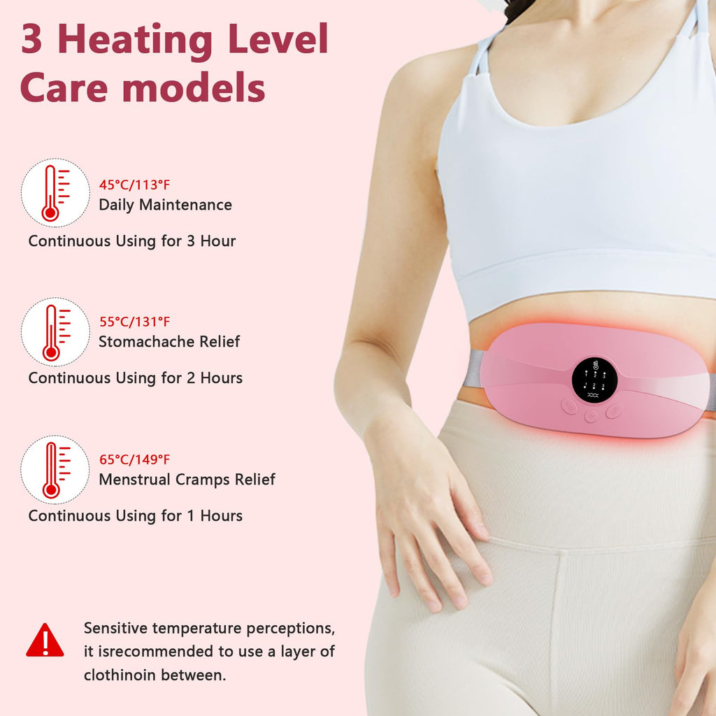 HOTBAG Heating Pad for Period Cramps, Portable Cordless 3S Fast Period Heating Pad Cramp Relief with 3 Heat Levels and 3 Massage Modes, Electric Heating Pad for Pain Relief Gifts for Women (Purple)