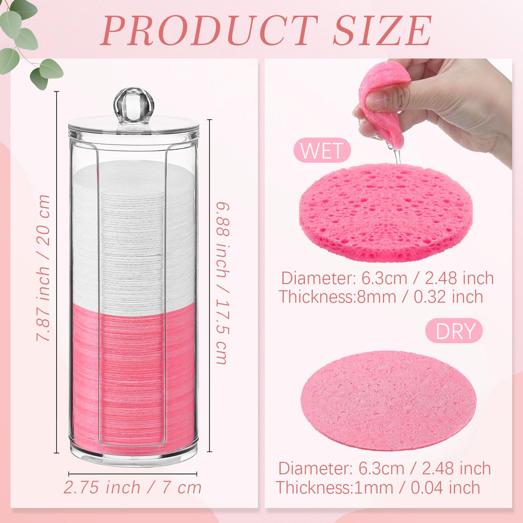Sieral 120 Pcs Compressed Facial Sponges for Women with Container Disposable Face Sponge Pads for Mask Washing Face Cleansing Exfoliating Pore Esthetician Makeup Removal(Heart,Multicolor)
