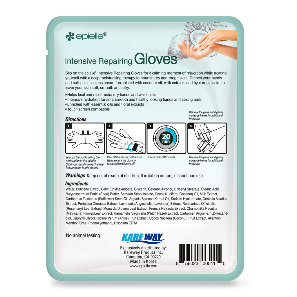 Epielle Intensive Repairing Hand & Foot Masks, Restore and Moisturize Dry, Cracked Skin, Self Care Gifts for Women, Spa Kit, 6 Moisturizing Gloves & 6 Moisturizing Socks