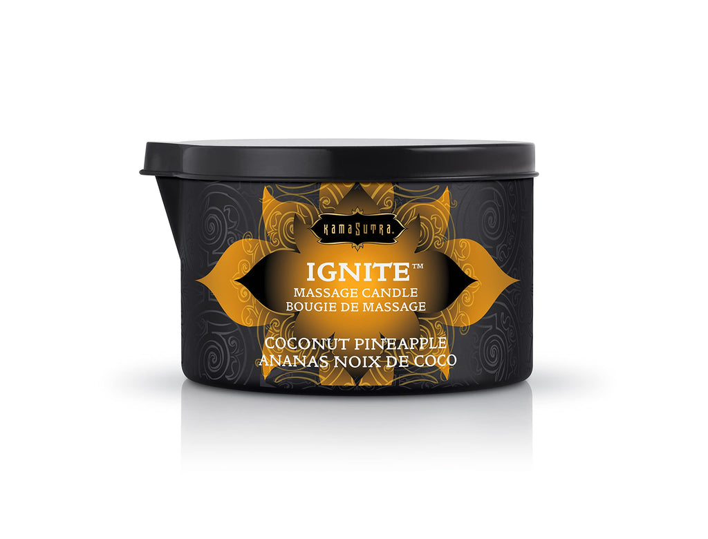 KAMA SUTRA Ignite Massage Candle - Coconut Oil and Soy Based - Island Passion Berry, 6 oz Candle Melts into a Warm Massage Oil, Couples Massage, Pour Spout Massage Candle