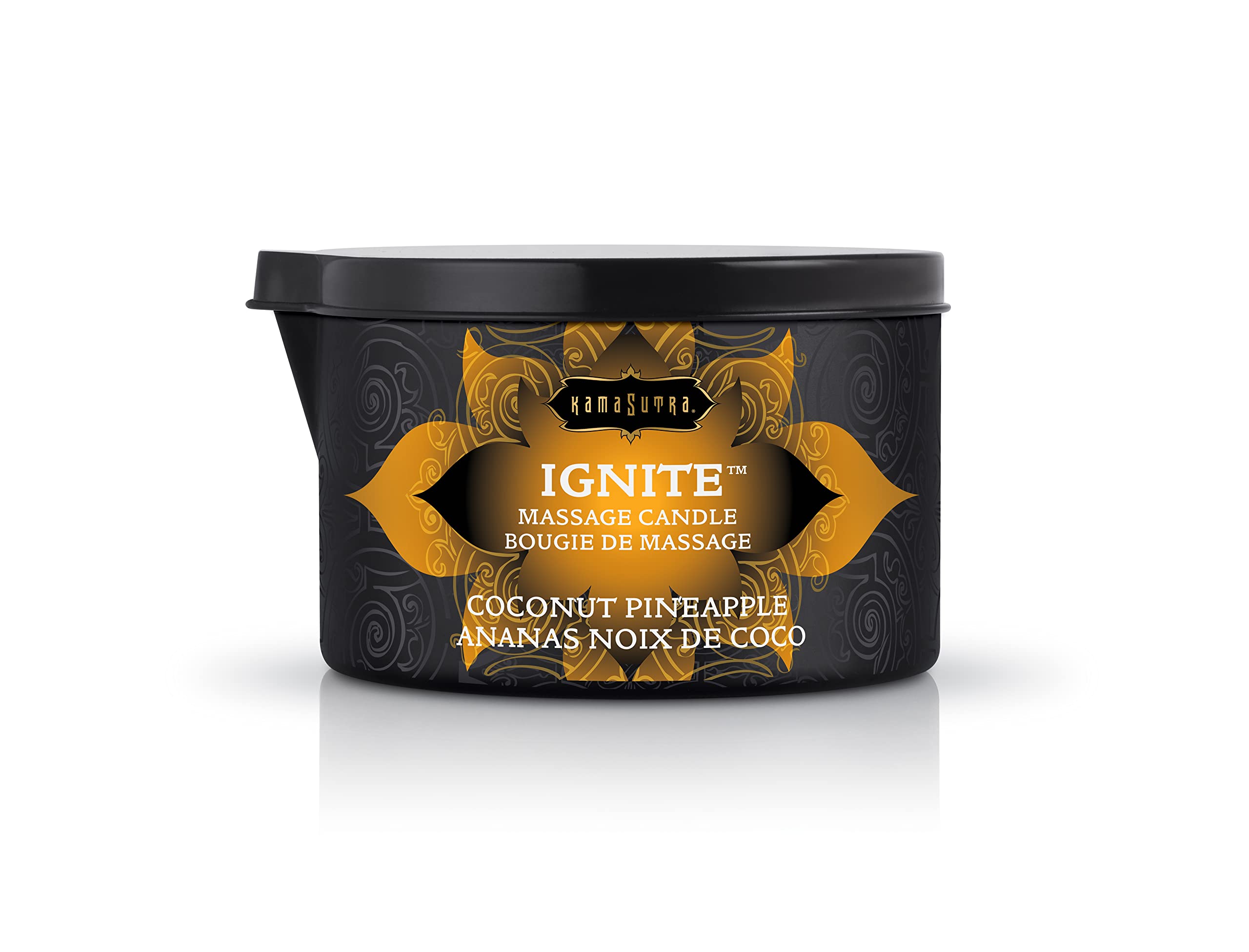 KAMA SUTRA Ignite Massage Candle - Coconut Oil and Soy Based - Island Passion Berry, 6 oz Candle Melts into a Warm Massage Oil, Couples Massage, Pour Spout Massage Candle