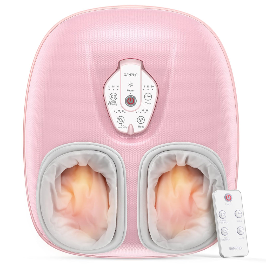 RENPHO Foot Massager Machine with Heat [2026 Upgraded], Birthday Gifts for Women Men Mom Dad, Shiatsu Foot Massager for Plantar Fasciitis, Cordless Control, Self Care Relaxation Gifts, Pink