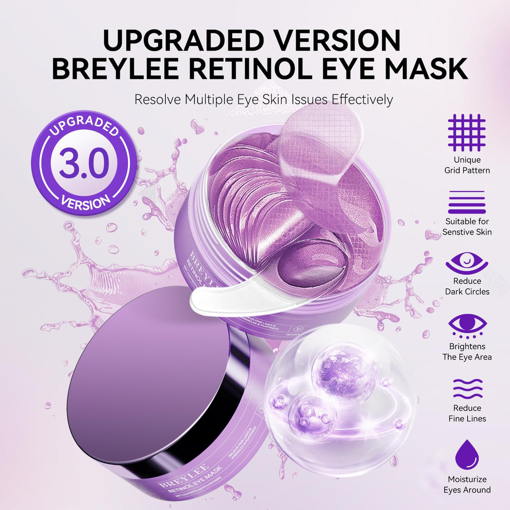 BREYLEE Aloe Vera Eye Masks– 60 Pcs - Puffy Eyes and Dark Circles Treatments – Look Younger and Reduce Wrinkles and Fine Lines Undereye, Improve and Firm eye Skin - Pure Natural Material Extraction