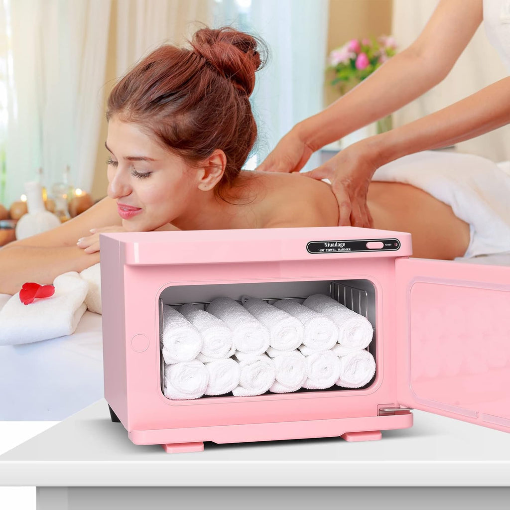 Hot Towel Warmer Cabinet 8L, Facial & Spa Towel Warmer Auto Reheat, Perfect for Estheticians - Pink