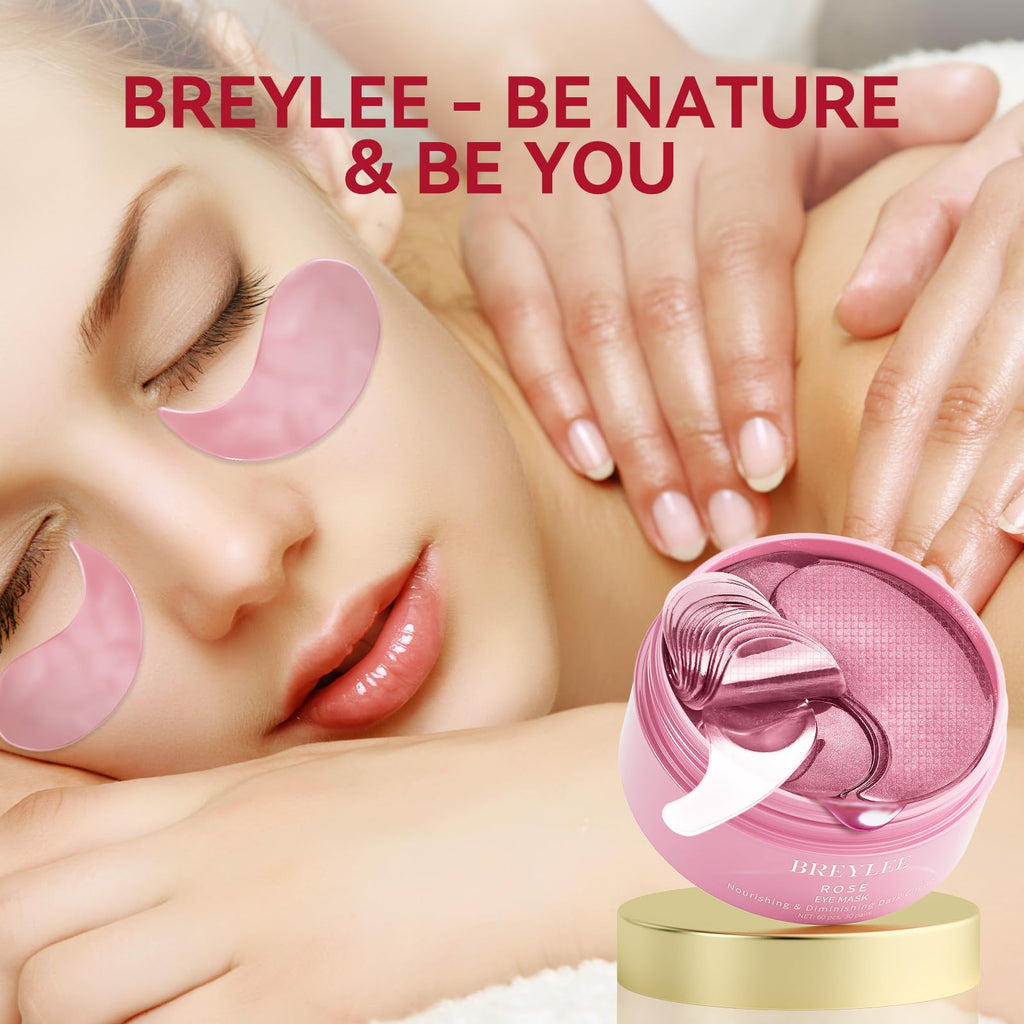 BREYLEE Aloe Vera Eye Masks– 60 Pcs - Puffy Eyes and Dark Circles Treatments – Look Younger and Reduce Wrinkles and Fine Lines Undereye, Improve and Firm eye Skin - Pure Natural Material Extraction