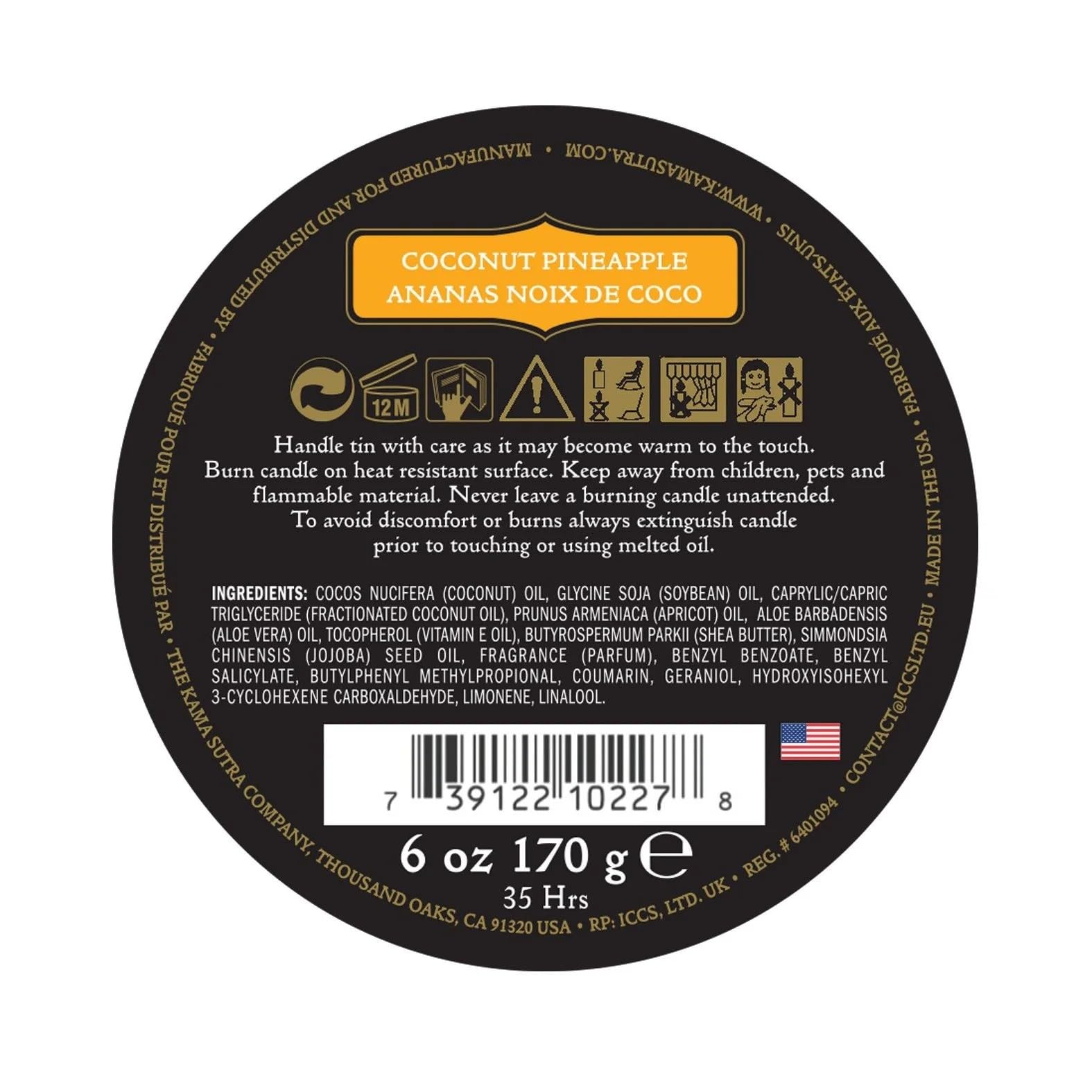 KAMA SUTRA Ignite Massage Candle - Coconut Oil and Soy Based - Island Passion Berry, 6 oz Candle Melts into a Warm Massage Oil, Couples Massage, Pour Spout Massage Candle
