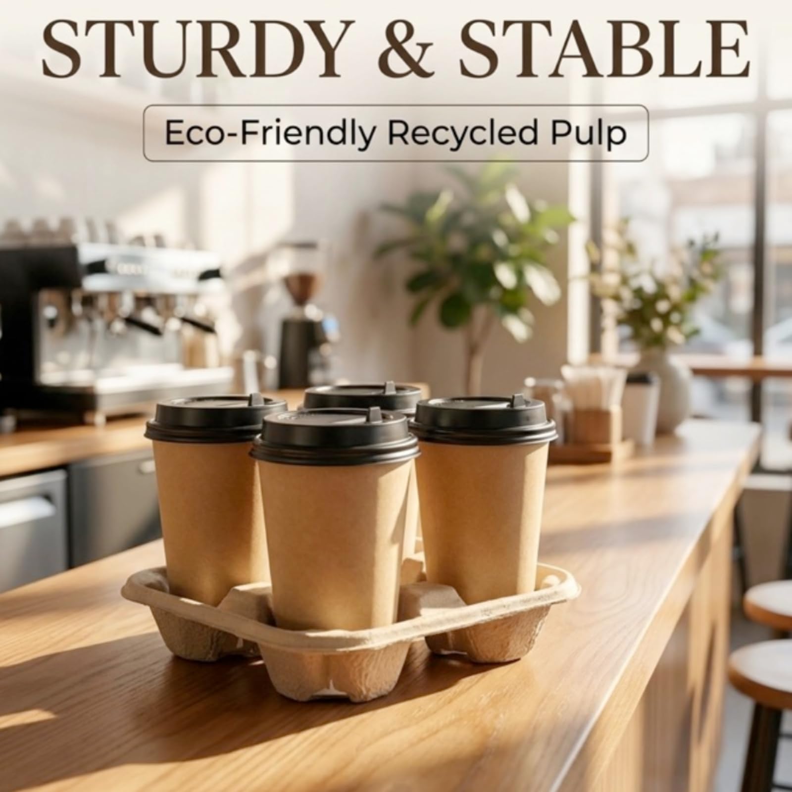 2 Cup Disposable Coffee Trays,Pulp Fiber Cup Holder Commercial Compostable Beverage Carriers, Spill Drink Cup Holder for Hot and Cold Beverages，Restaurants and Take Away（40pice）
