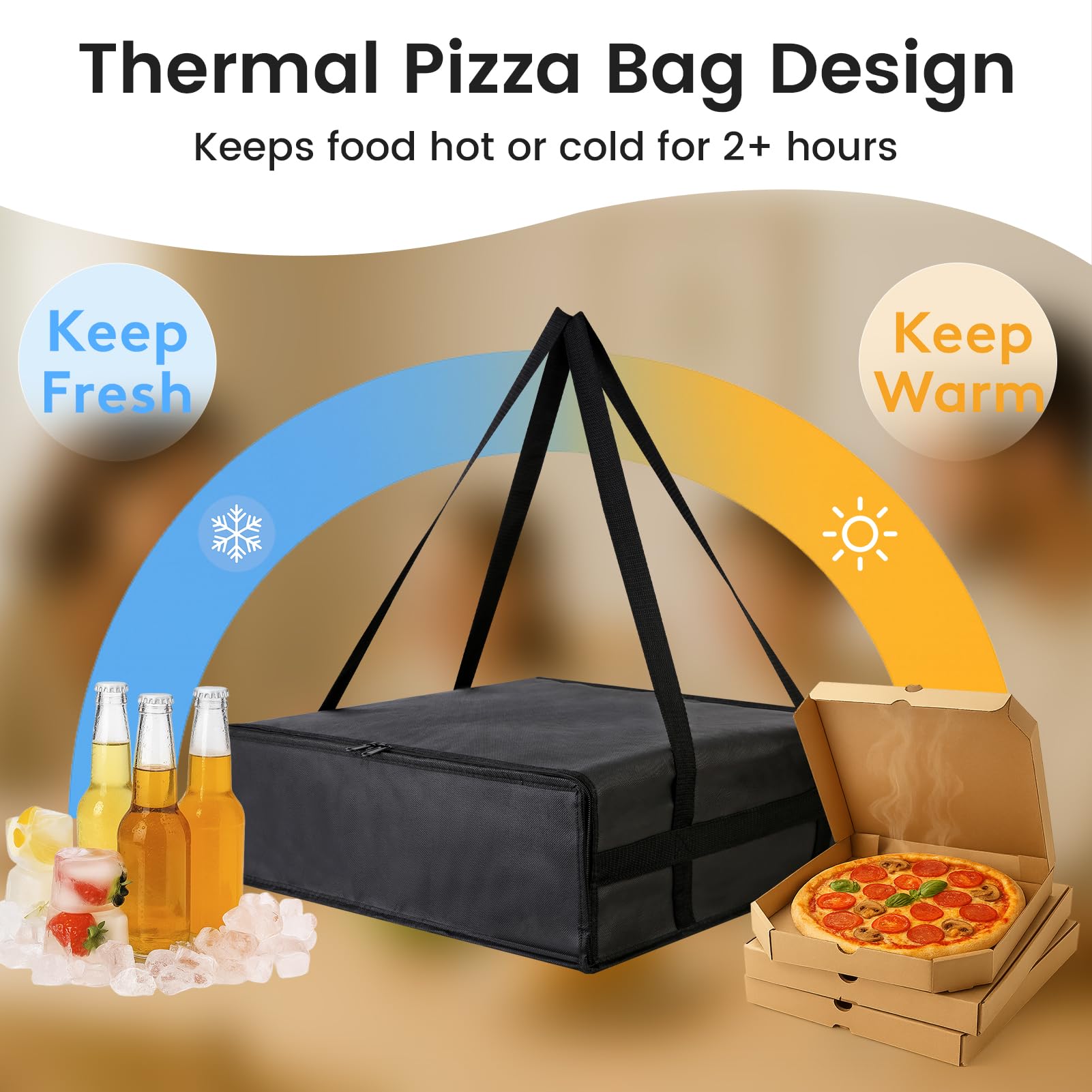 Bodaon Insulated Pizza Delivery Bag, 20" x 20" x 6" Pizza Warmer Bags for Carry Hot, Food Warmers for Parties, Pizza Thermal Insulation, Pizza Carrier for Catering, Red, 1-Pack
