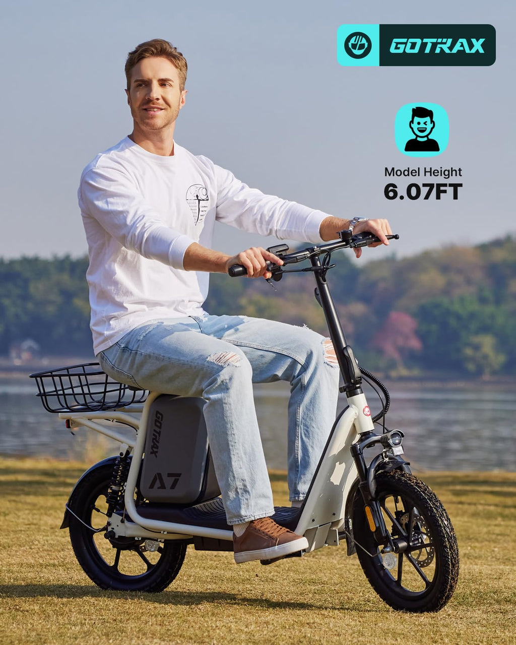 Gotrax Adult Electric Scooter with Seat, Max 19-25miles Range, 15.5-20mph Power by 350W-500W Motor, All-Terrain Tire & Wider Deck & Soft Cushioning Seat with Carry Basket