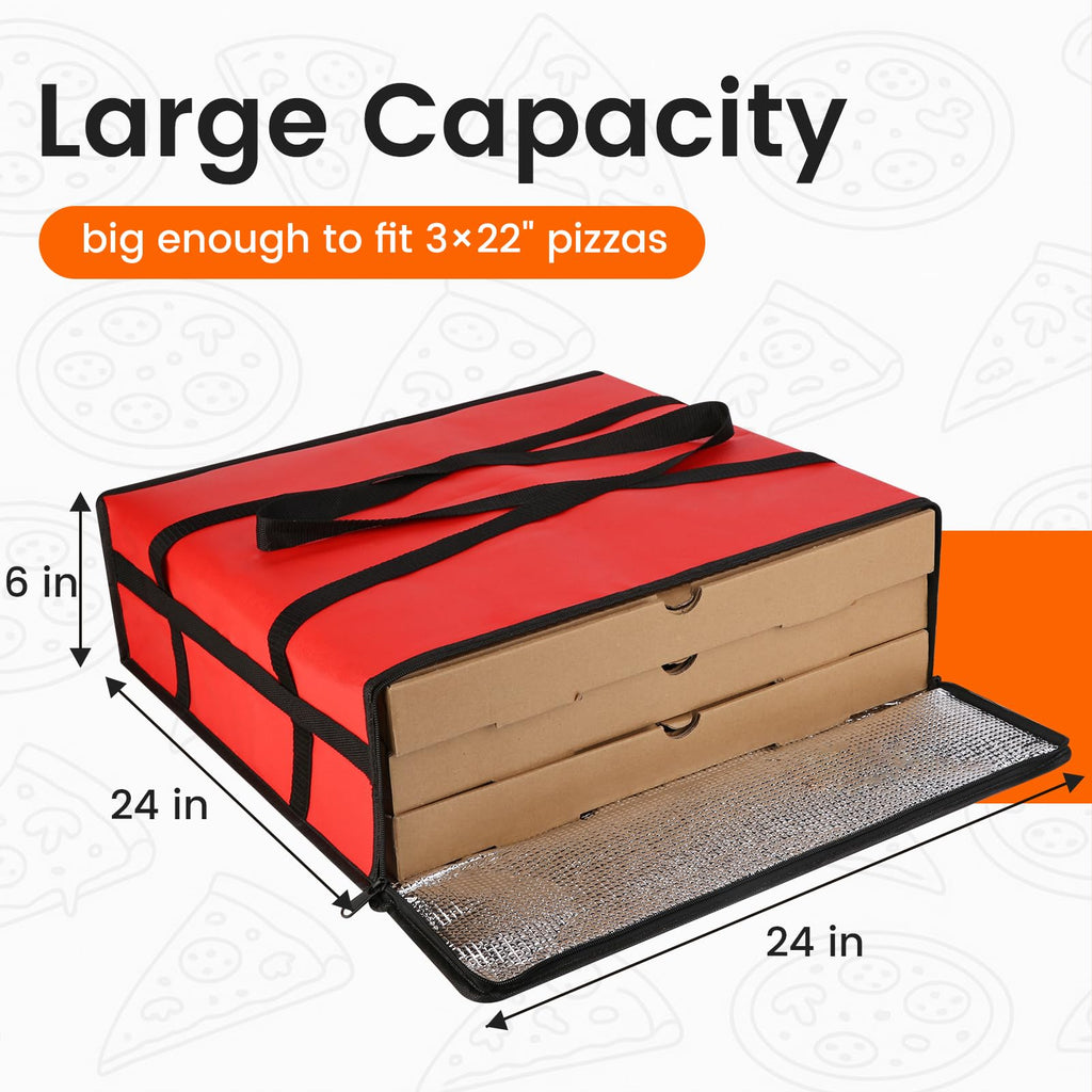 Bodaon Insulated Pizza Delivery Bag, 20" x 20" x 6" Pizza Warmer Bags for Carry Hot, Food Warmers for Parties, Pizza Thermal Insulation, Pizza Carrier for Catering, Red, 1-Pack