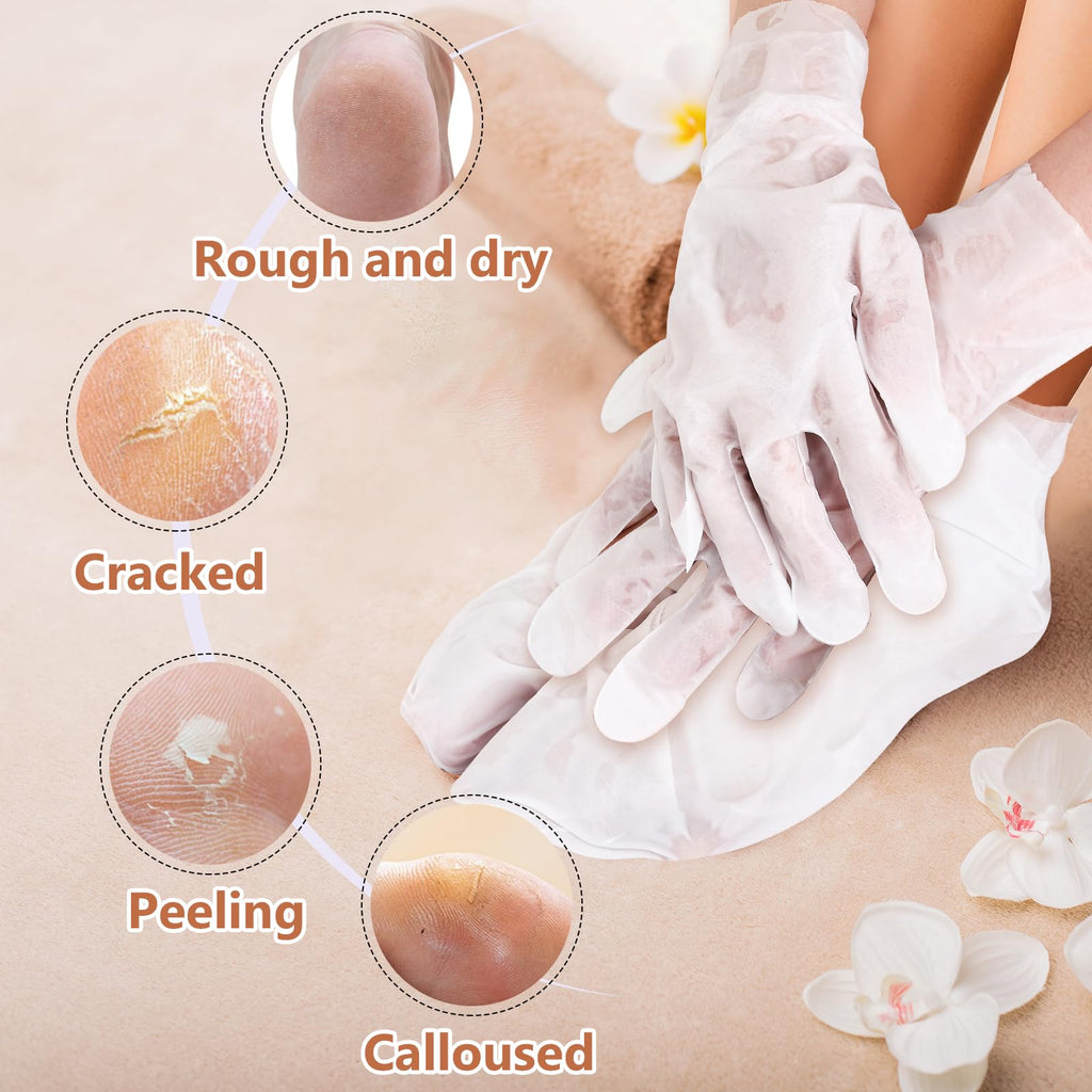 TEAWOO 18 Pairs Moisturizing Hand & Foot Masks with Honey, Milk, Vitamin E & Glycerin, Intensely Hydrating Foot Mask for Dry Cracked Feet, Moisturizing Socks for Cracked Heel Treatment