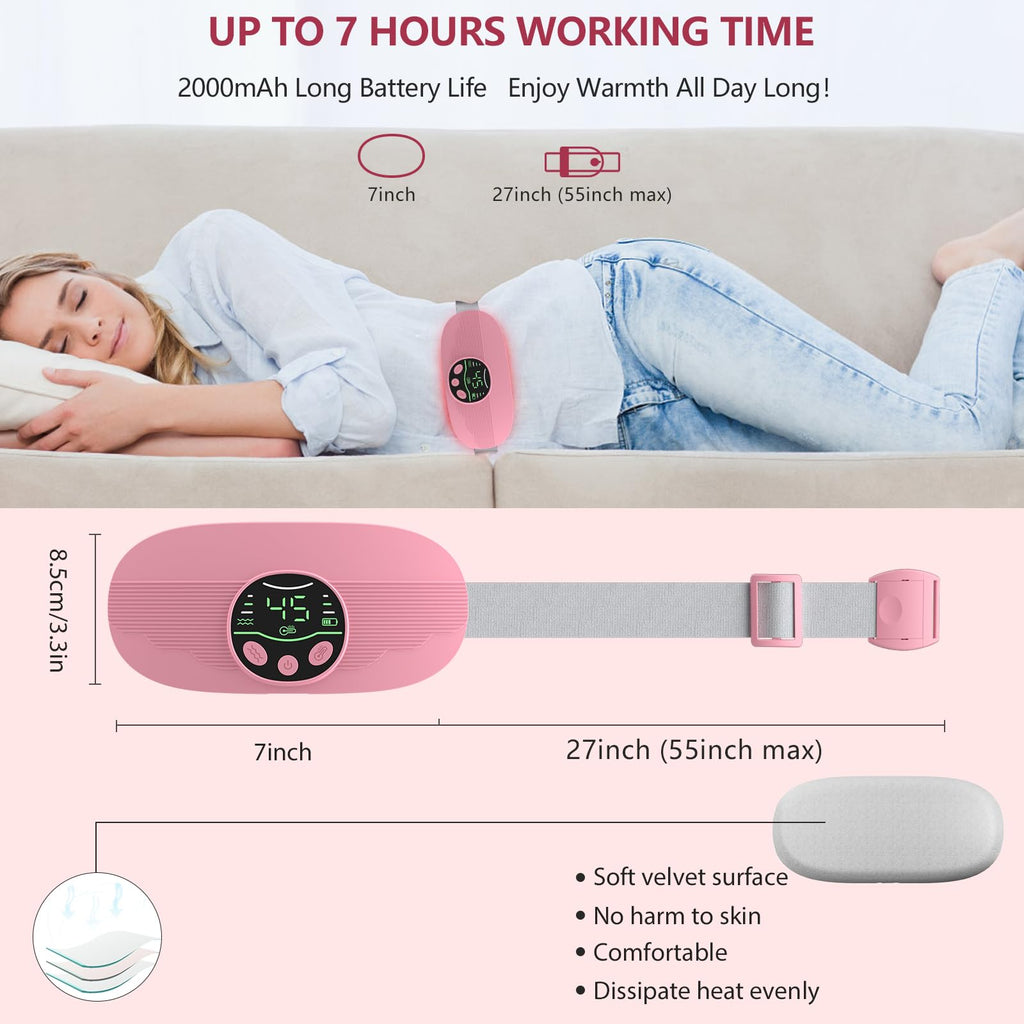 HOTBAG Heating Pad for Period Cramps, Portable Cordless 3S Fast Period Heating Pad Cramp Relief with 3 Heat Levels and 3 Massage Modes, Electric Heating Pad for Pain Relief Gifts for Women (Purple)