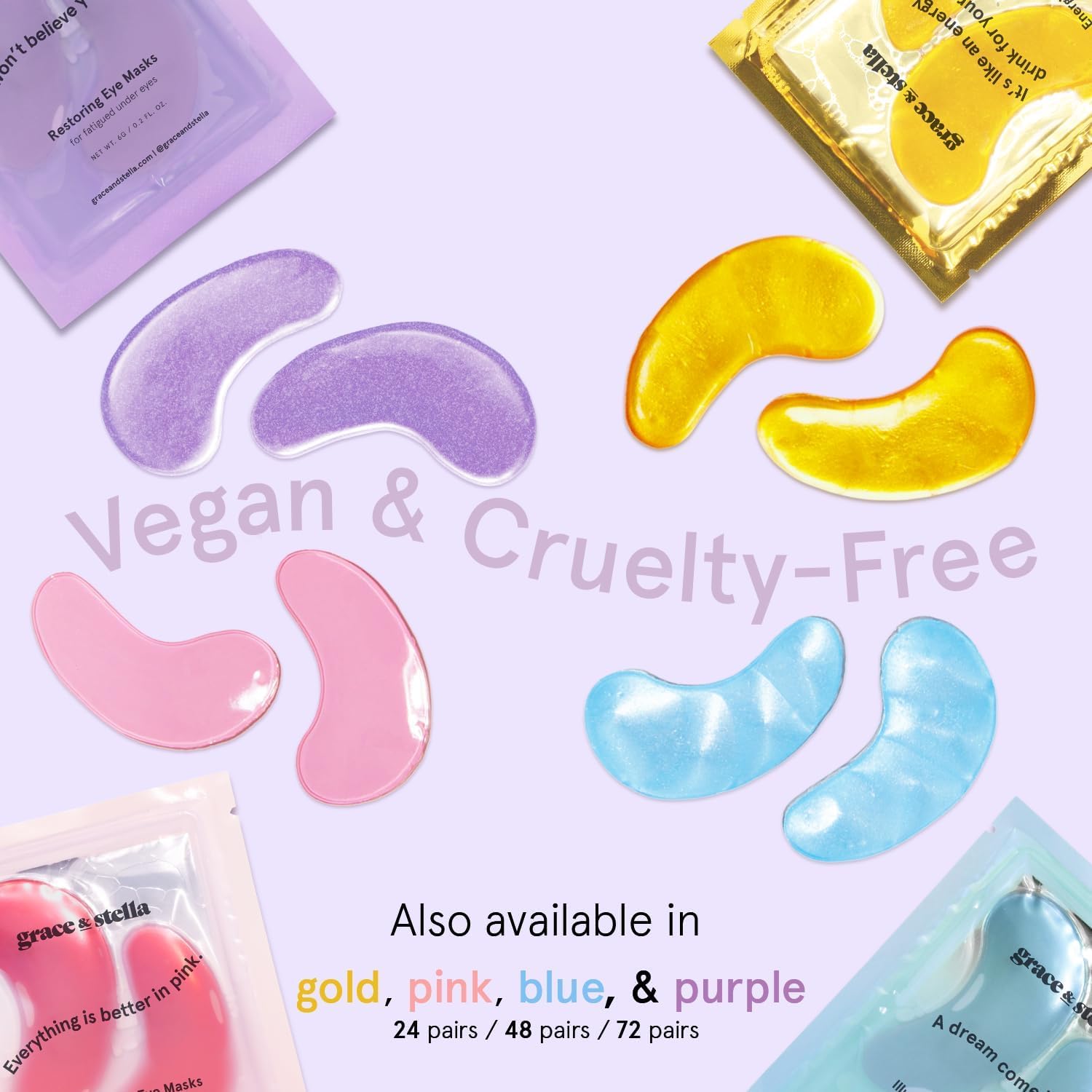 grace & stella Retinol Under Eye Patches for Puffy Eyes and Dark Circles, Restoring Gel Under Eye Masks with Hyaluronic Acid - Vegan Cruelty-Free Skincare - Gifts for Teen Girls (Purple, 6 Pairs)